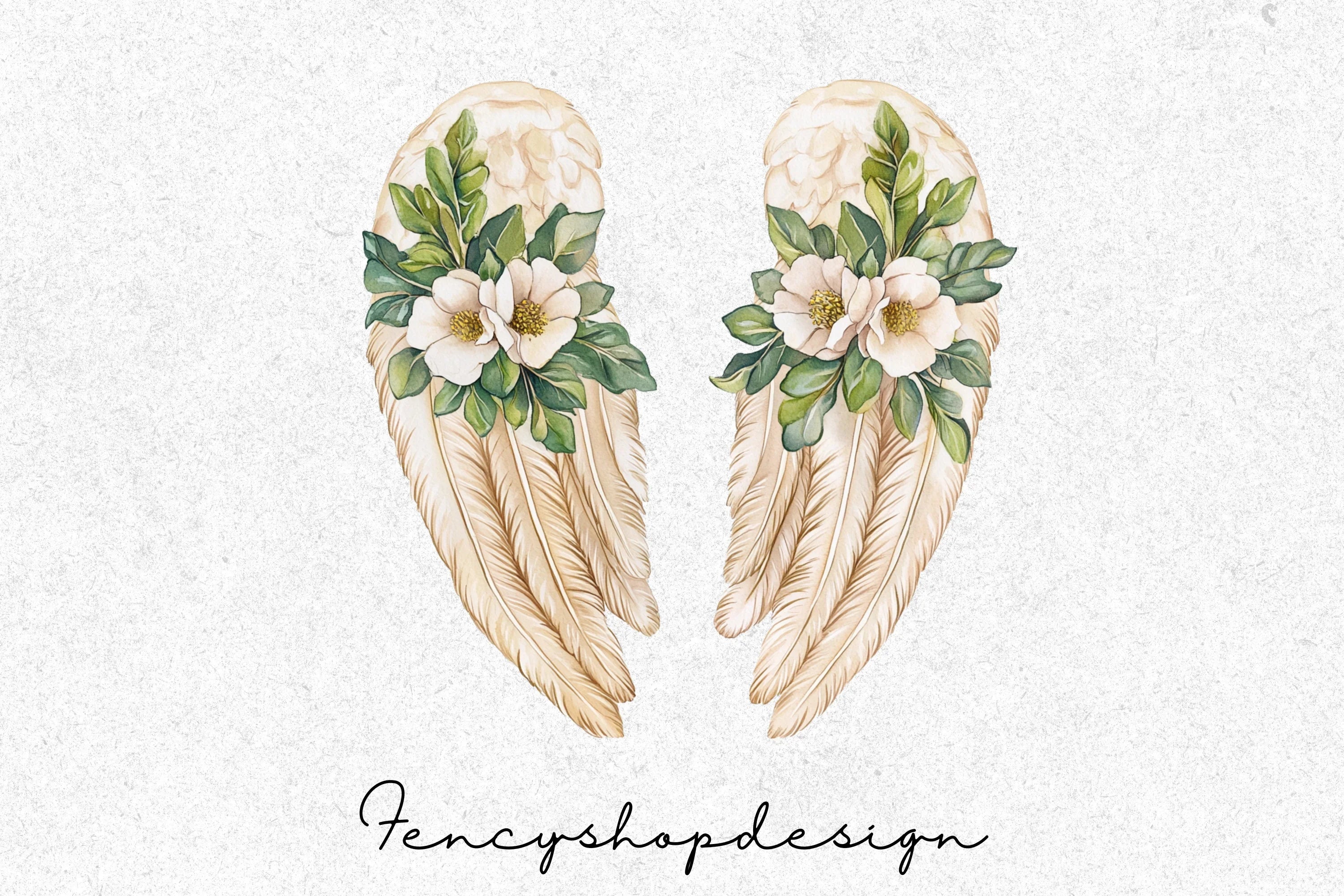 Angel Wings and Flowers Clipart Bundle - Image 3