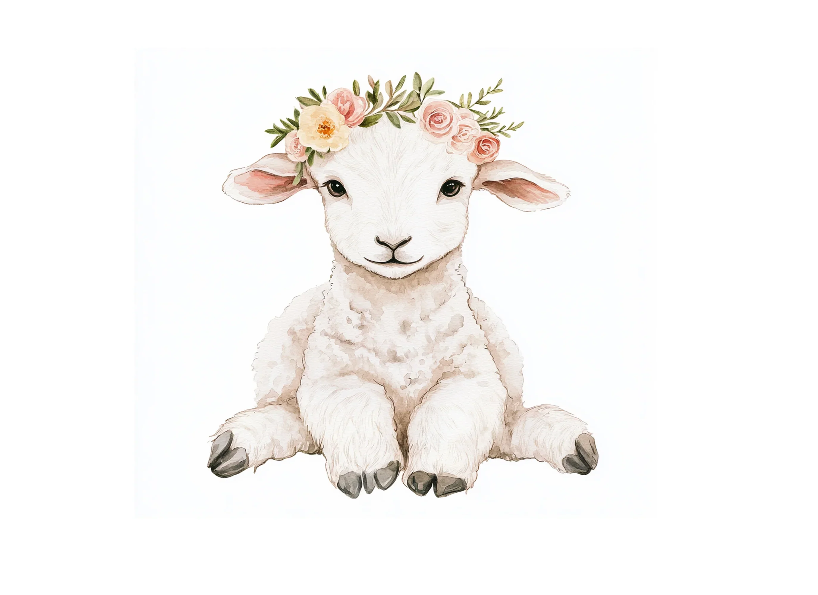Baby Lambs with Flower Crowns Clipart Bundle - Image 3