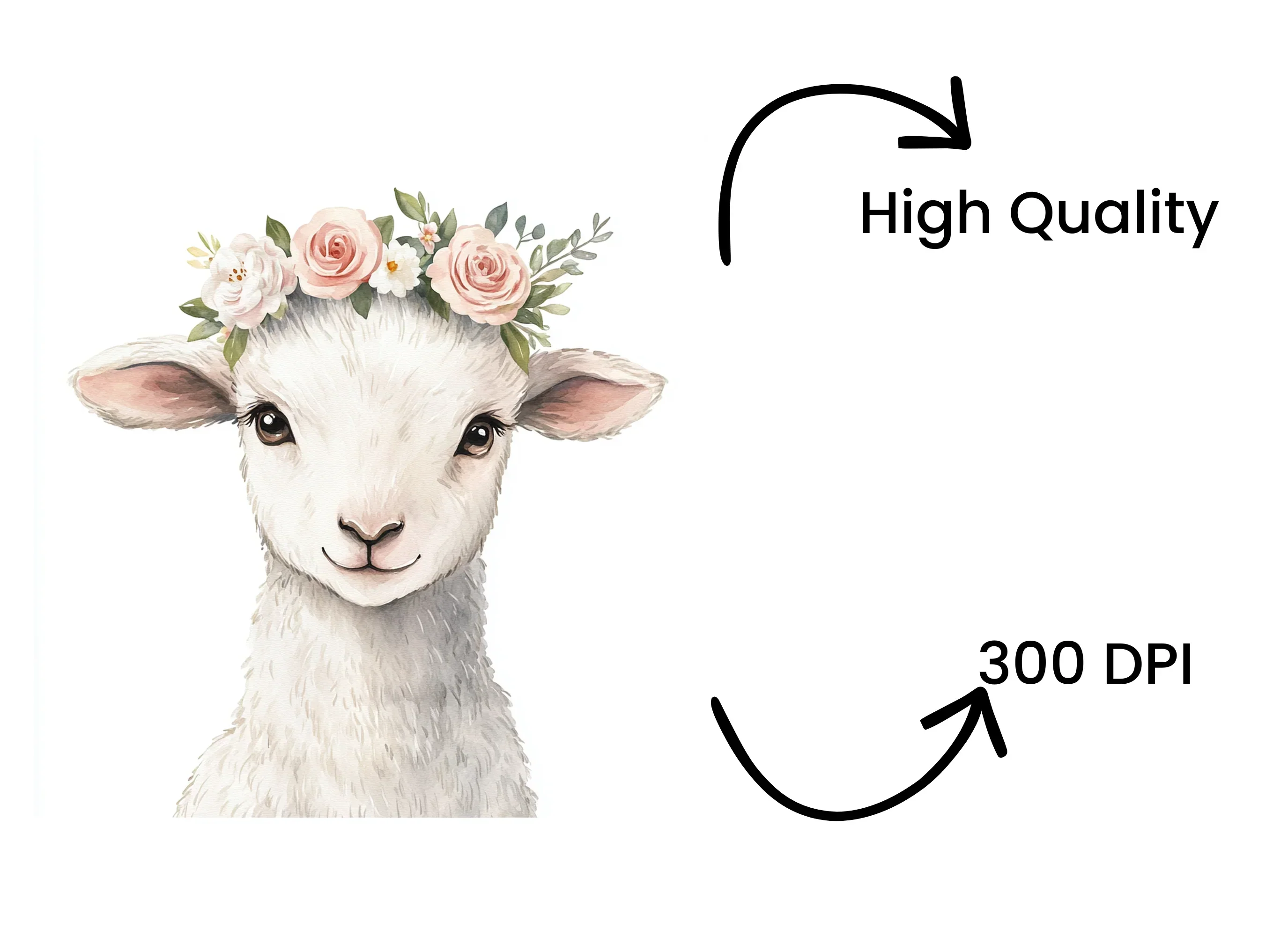 Baby Lambs with Flower Crowns Clipart Bundle - Image 4