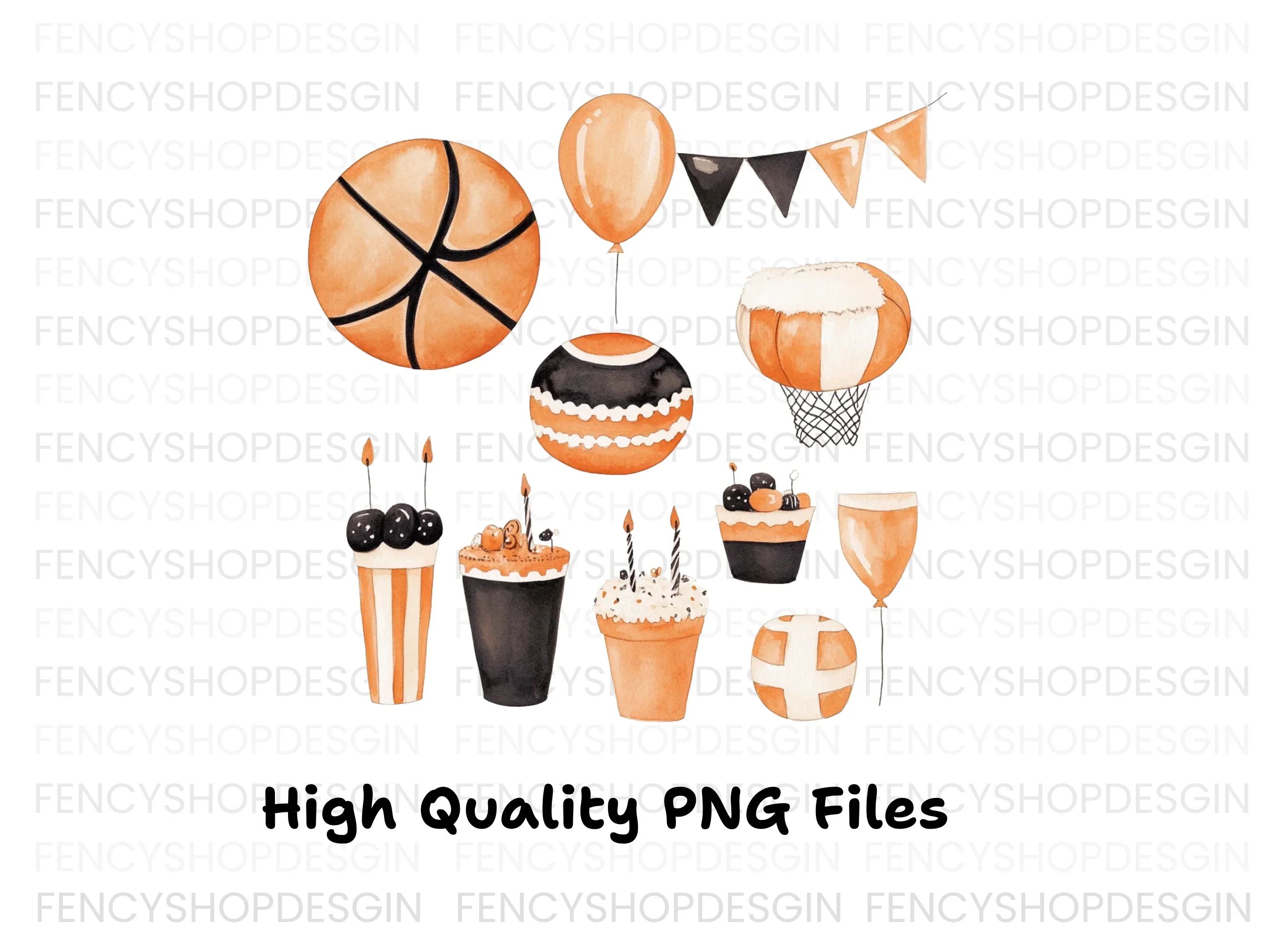 Basketball Party Elements Clipart Bundle - Image 3