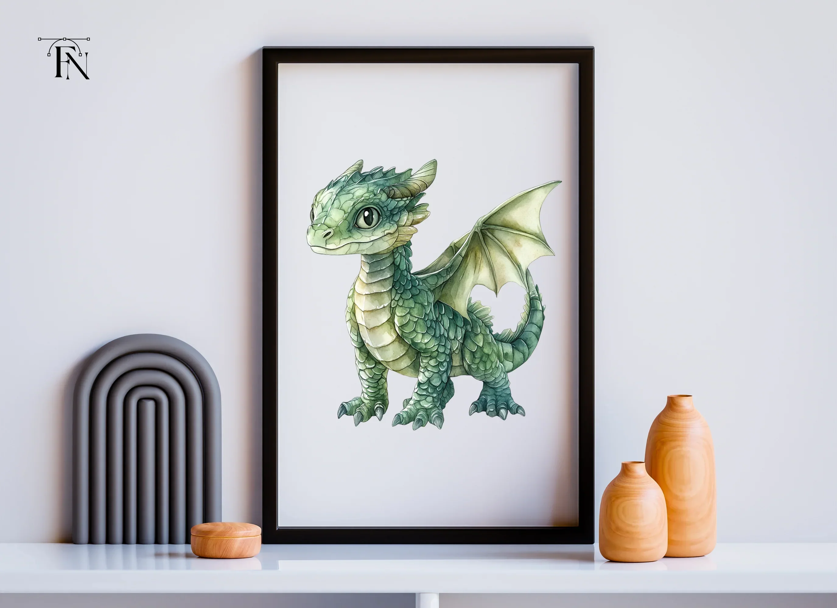 Charming Green Baby Dragon Clipart Bundle - Image 5