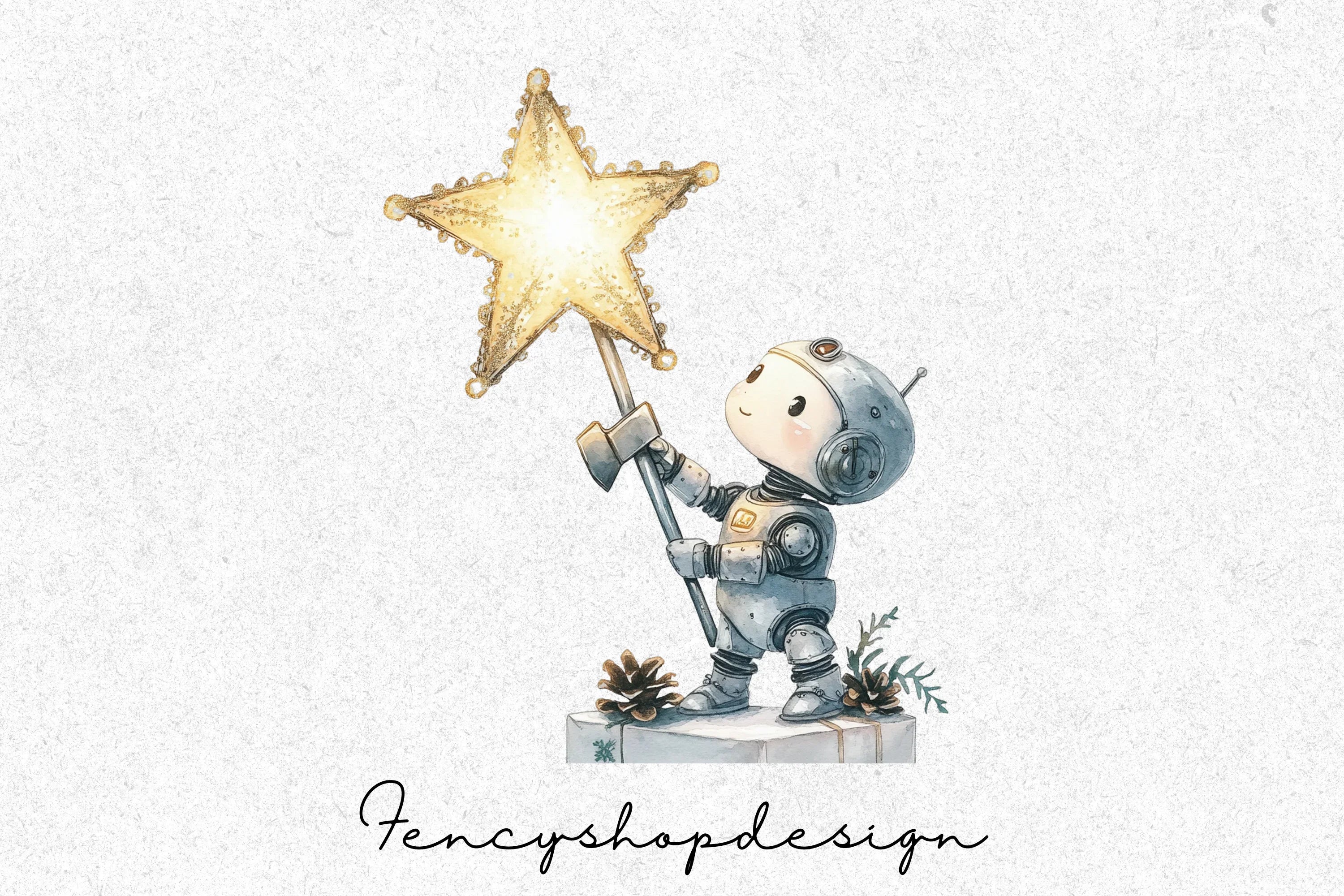 Christmas Robots Gift Exchange Clipart Bundle - Image 3
