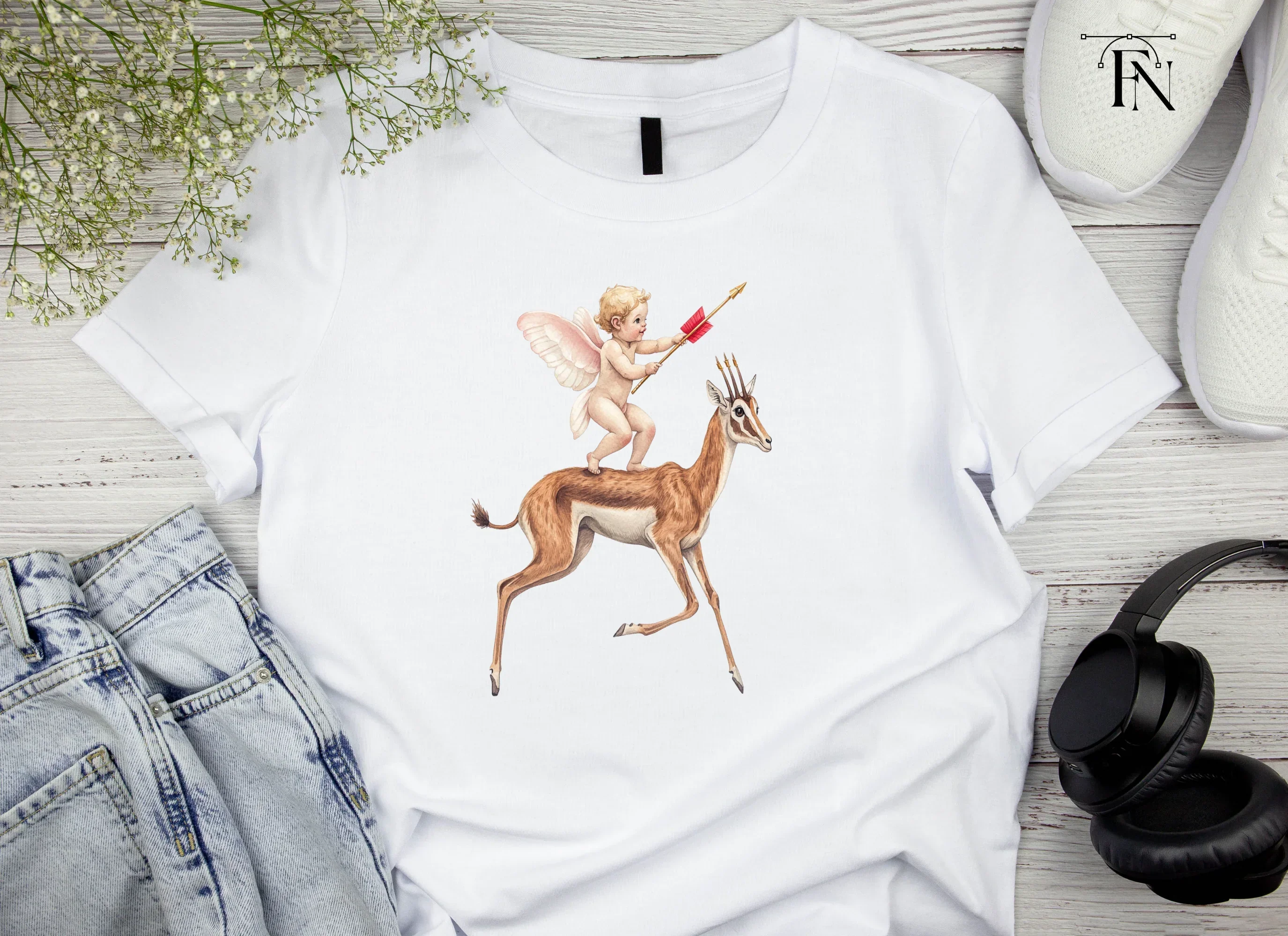 Cupid Riding Gazelle Clipart Bundle - Image 3
