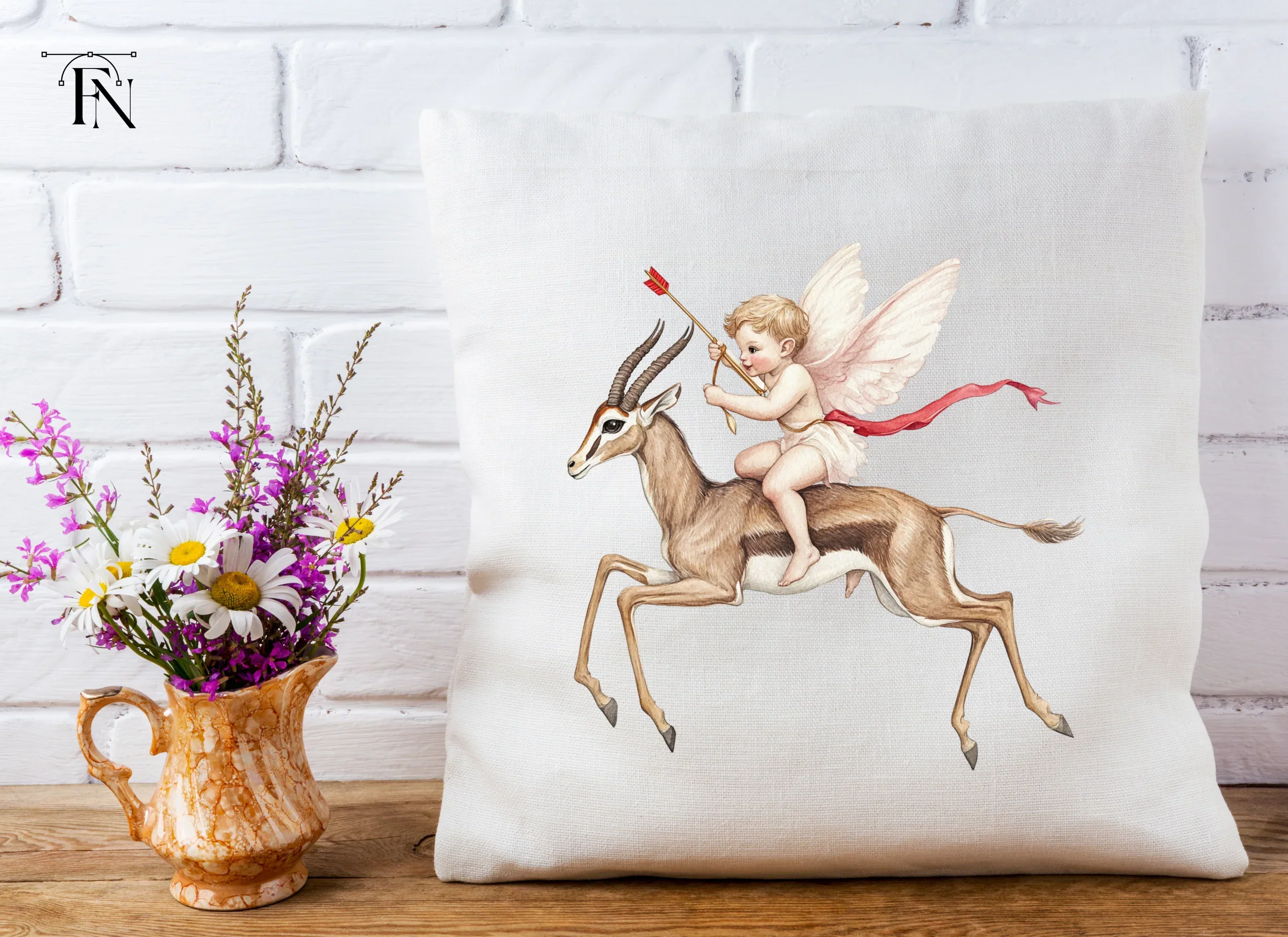 Cupid Riding Gazelle Clipart Bundle - Image 4