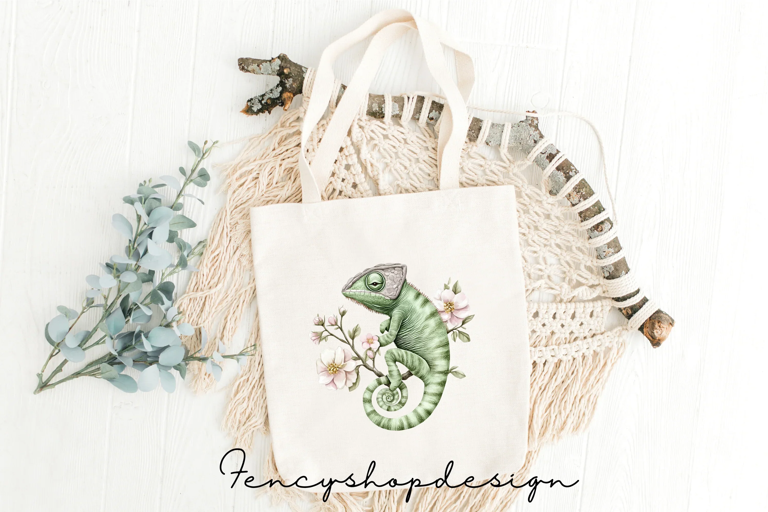 Cute Chameleon Floral Clipart Bundle - Image 7