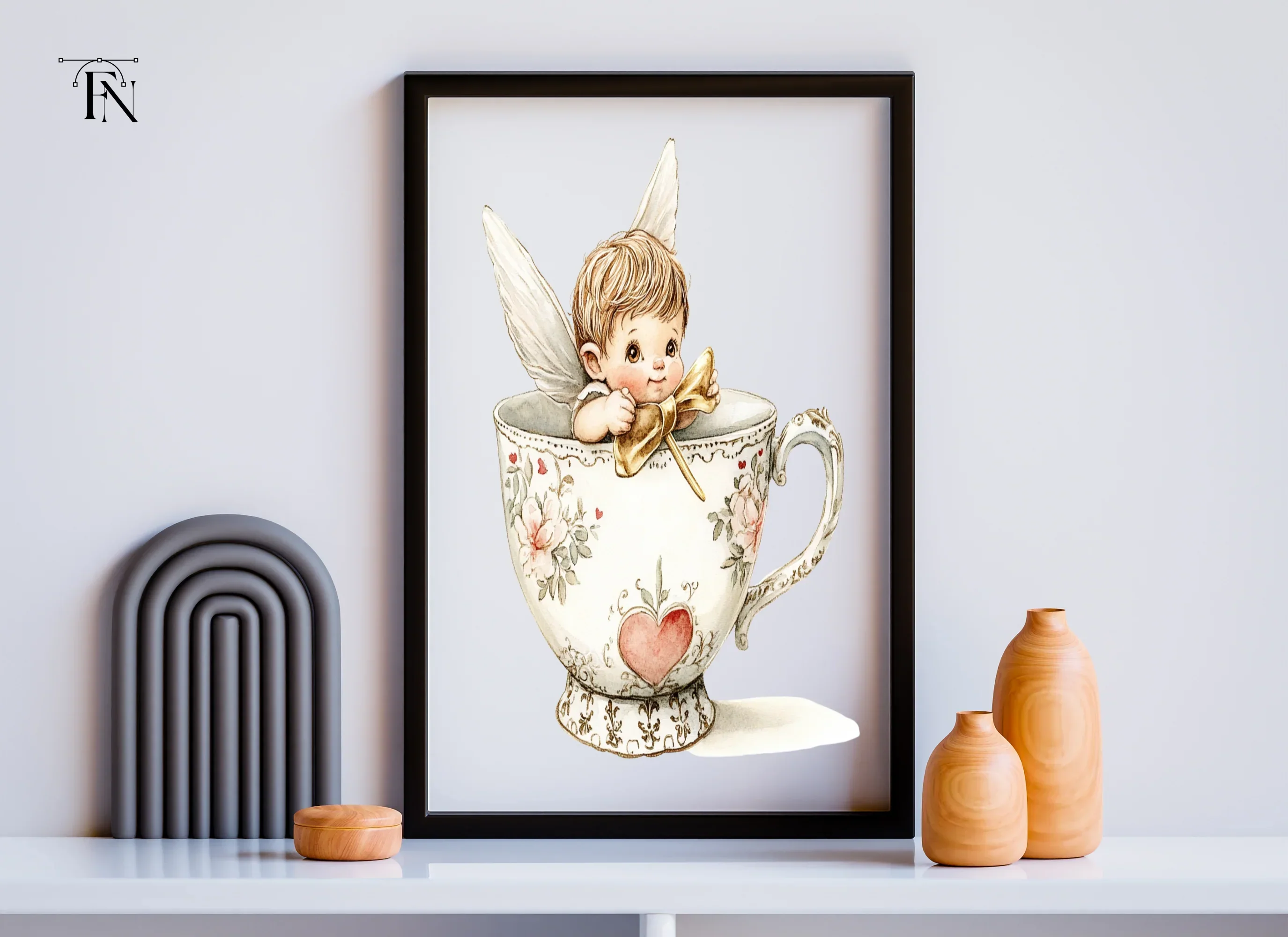 Cute Cherubs in Teacups Clipart Bundle - Image 5