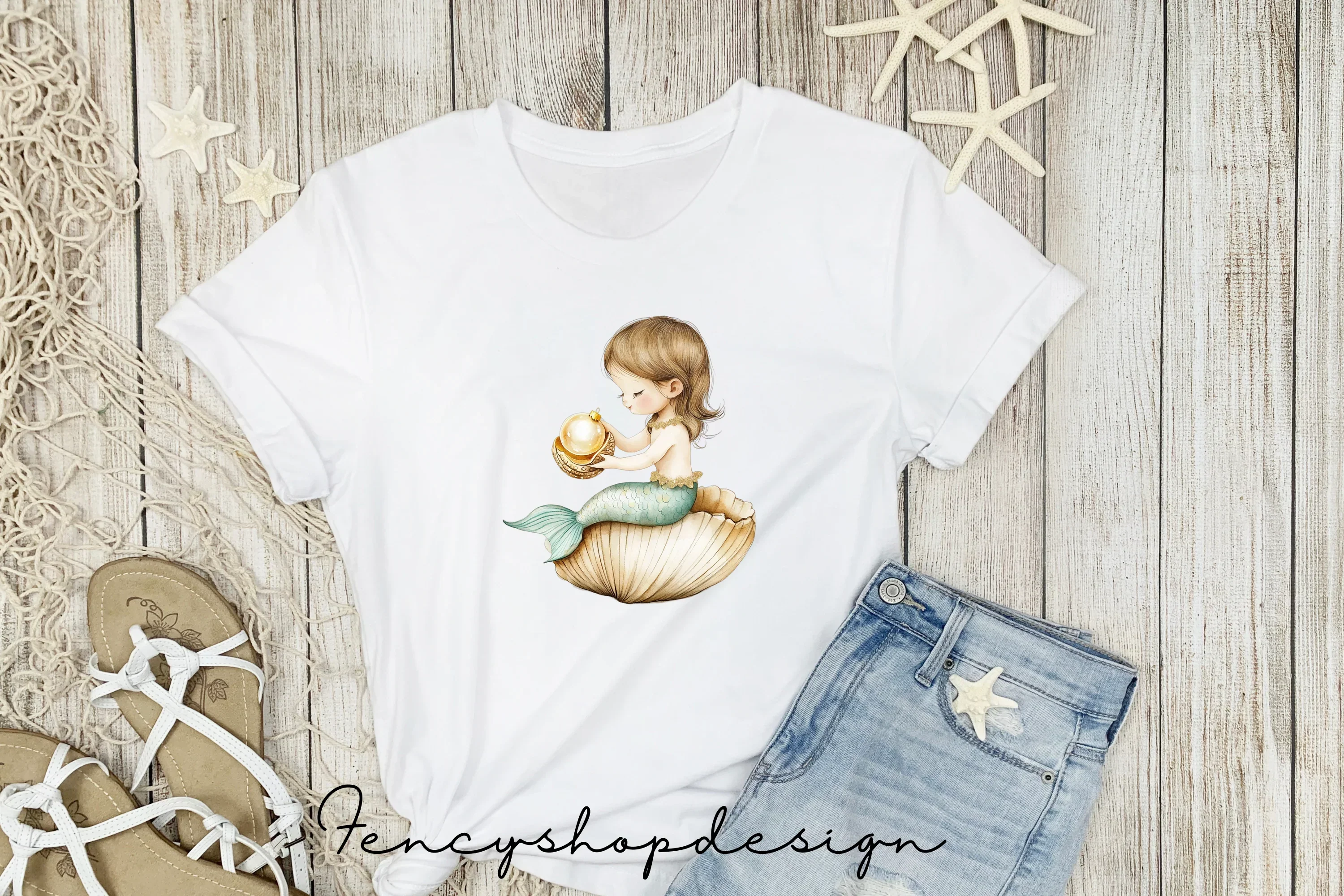 Cute Christmas Mermaids Clipart Bundle - Image 4