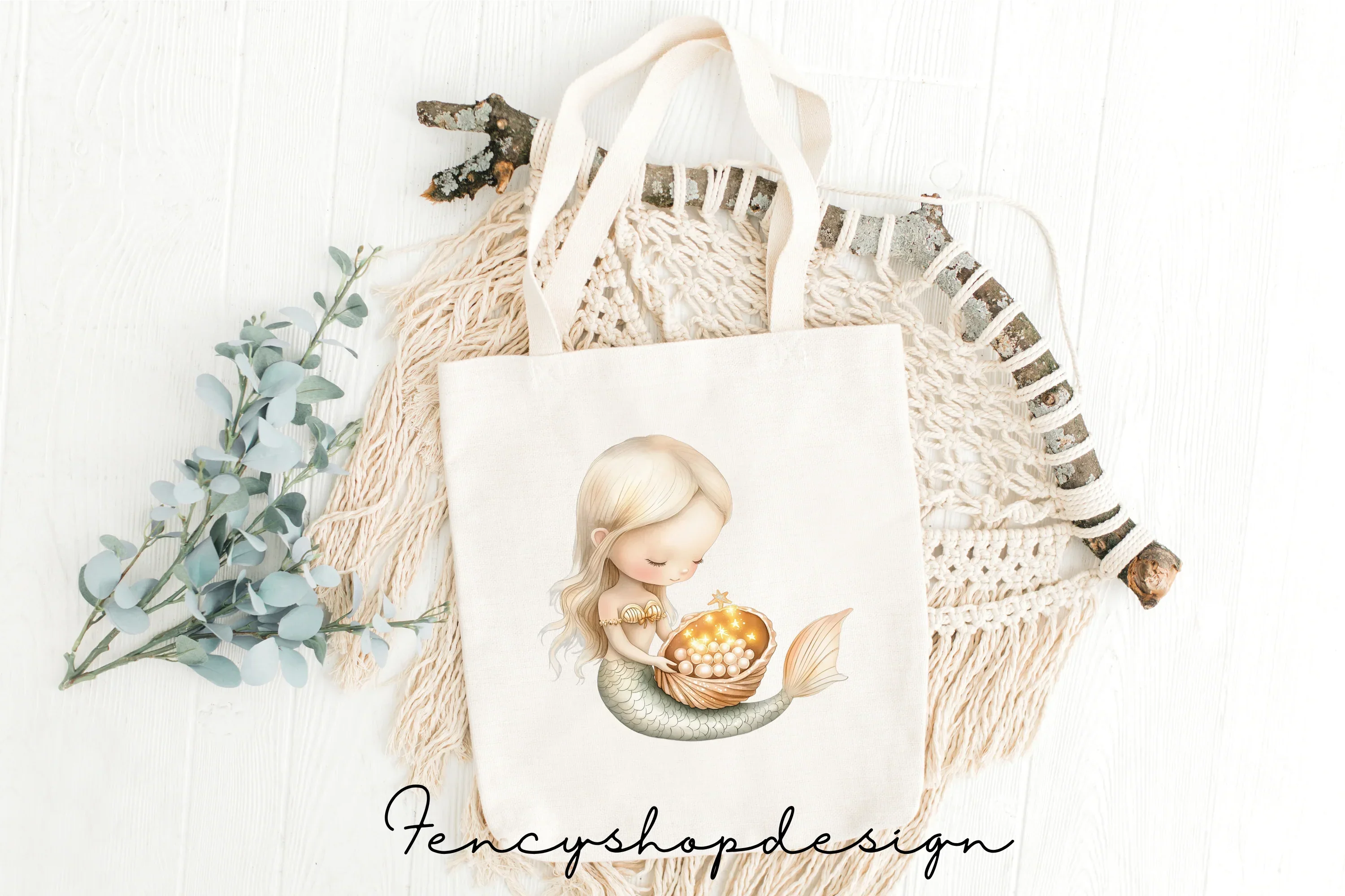 Cute Christmas Mermaids Clipart Bundle - Image 7