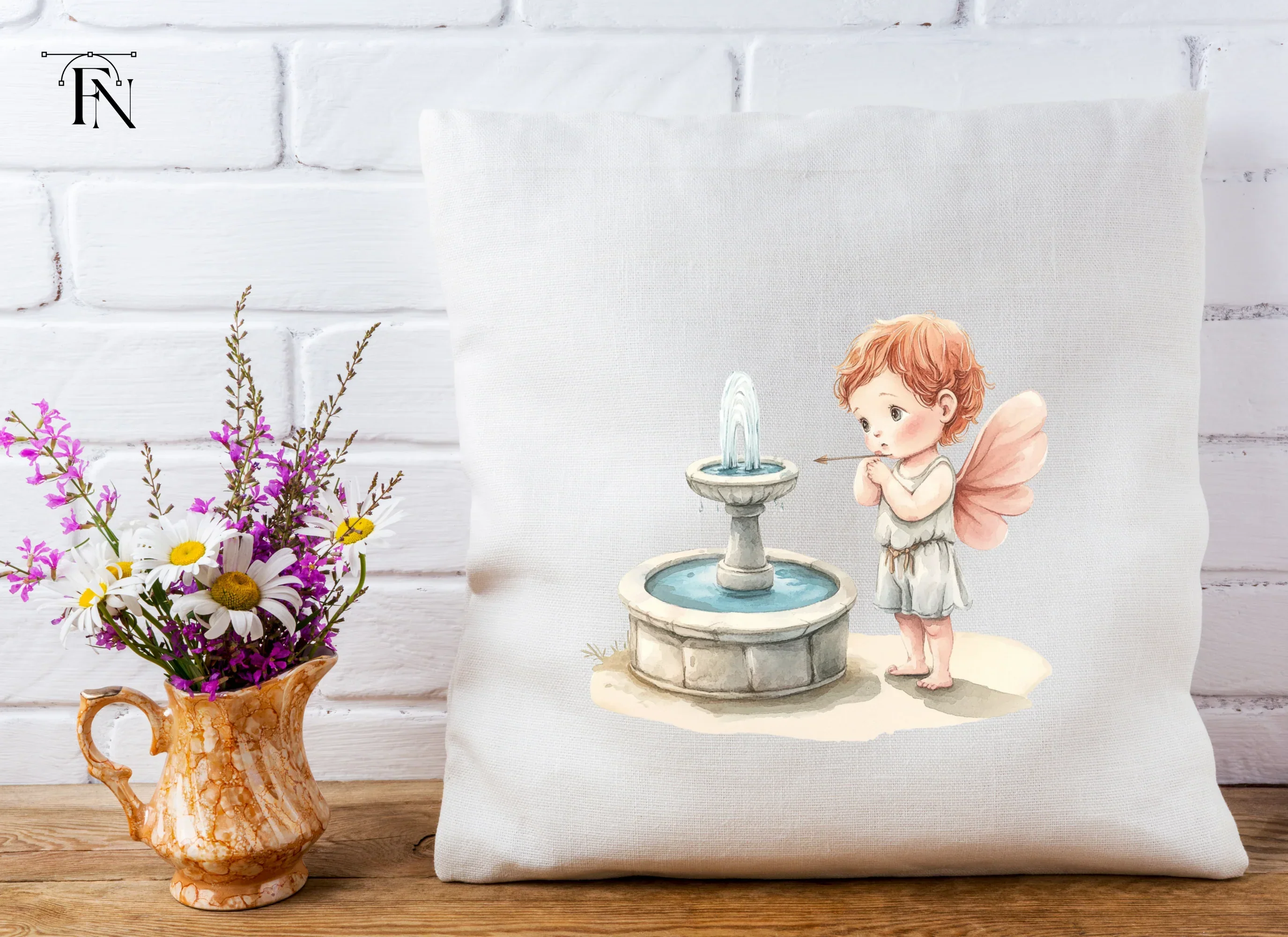 Cute Cupid with Fountain Clipart Bundle - Image 4