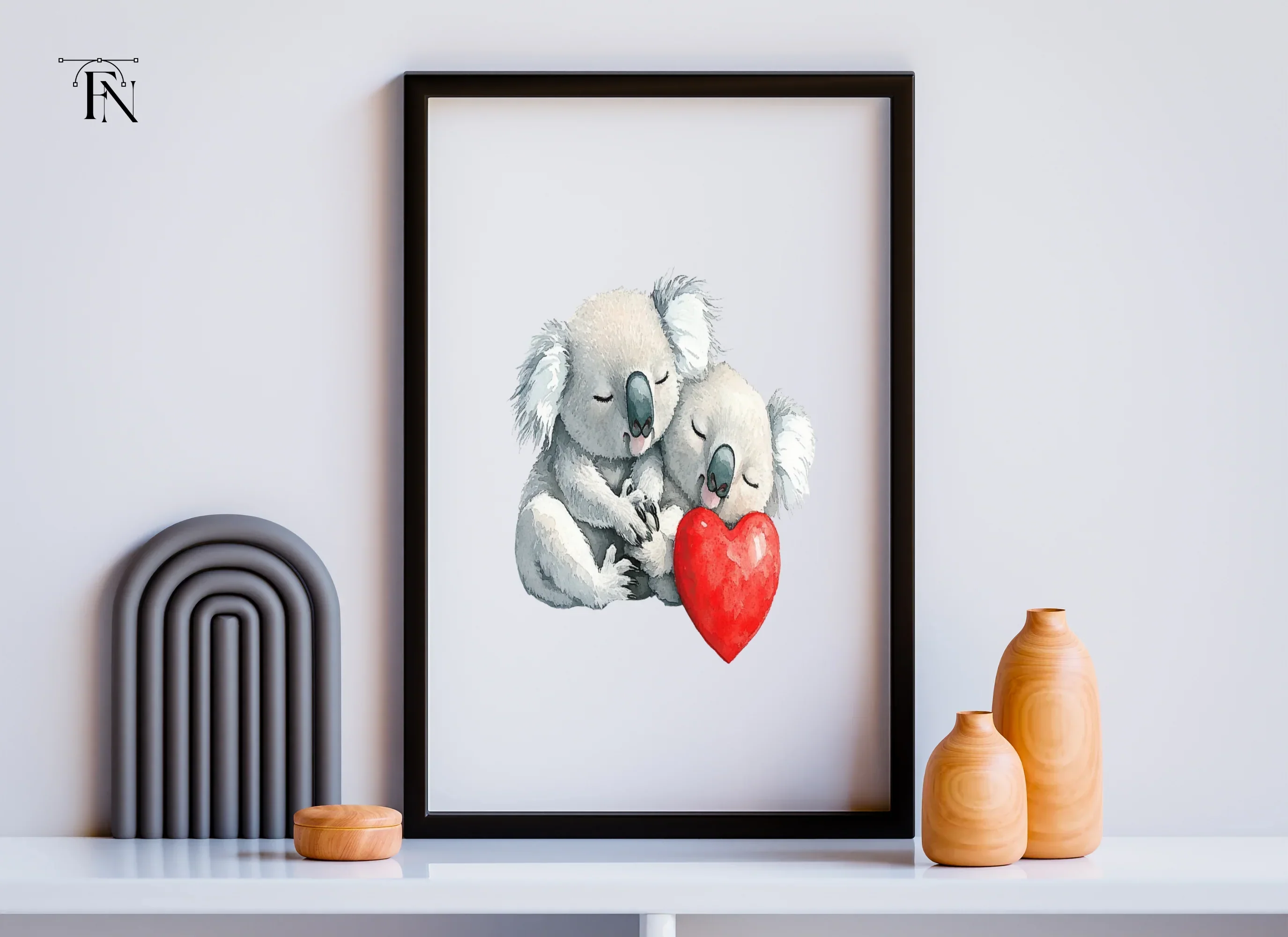 Cute Koala Couple with Red Heart Clipart Bundle - Image 4