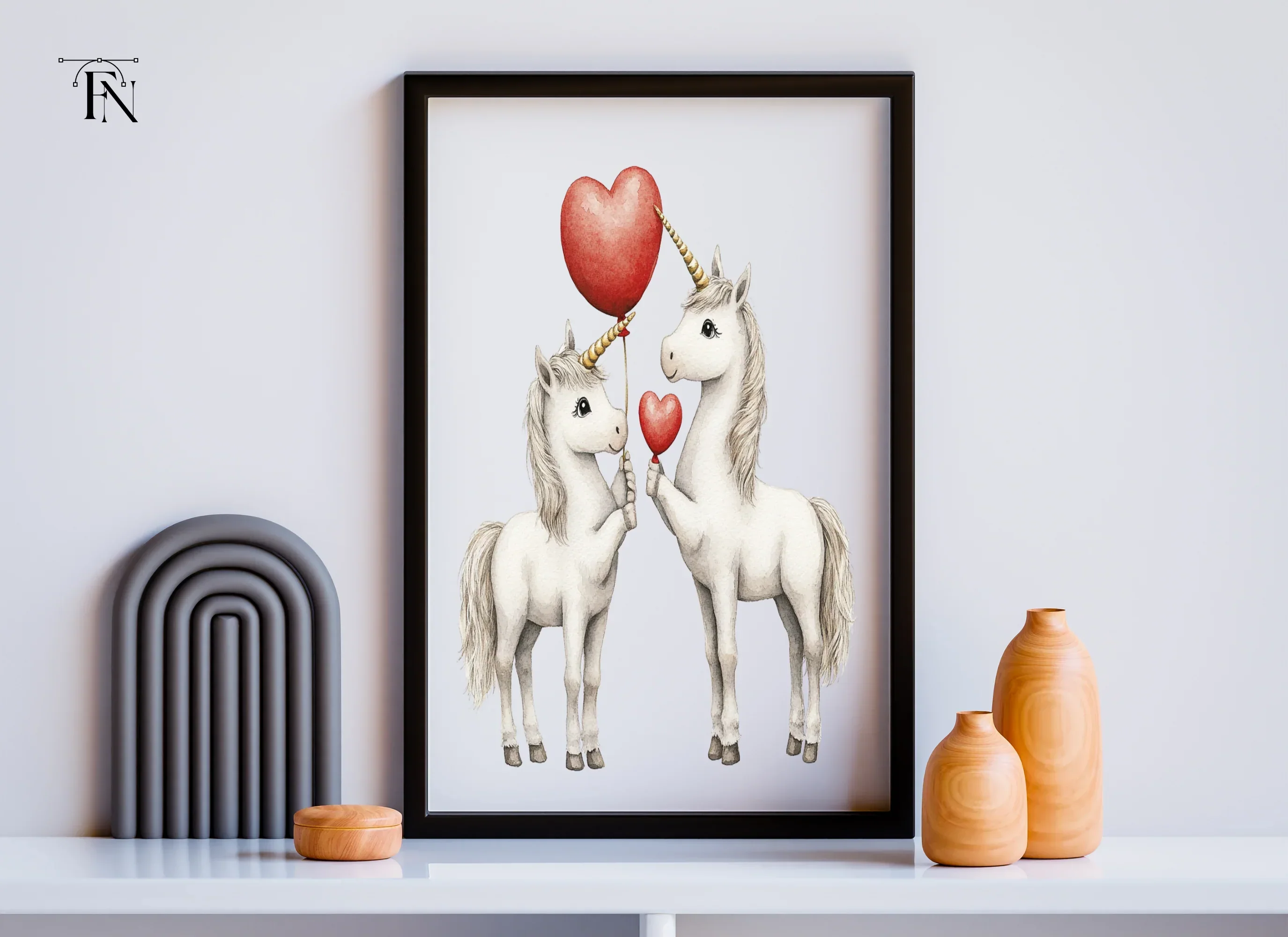 Cute Unicorns with Heart Balloons Clipart Bundle - Image 5