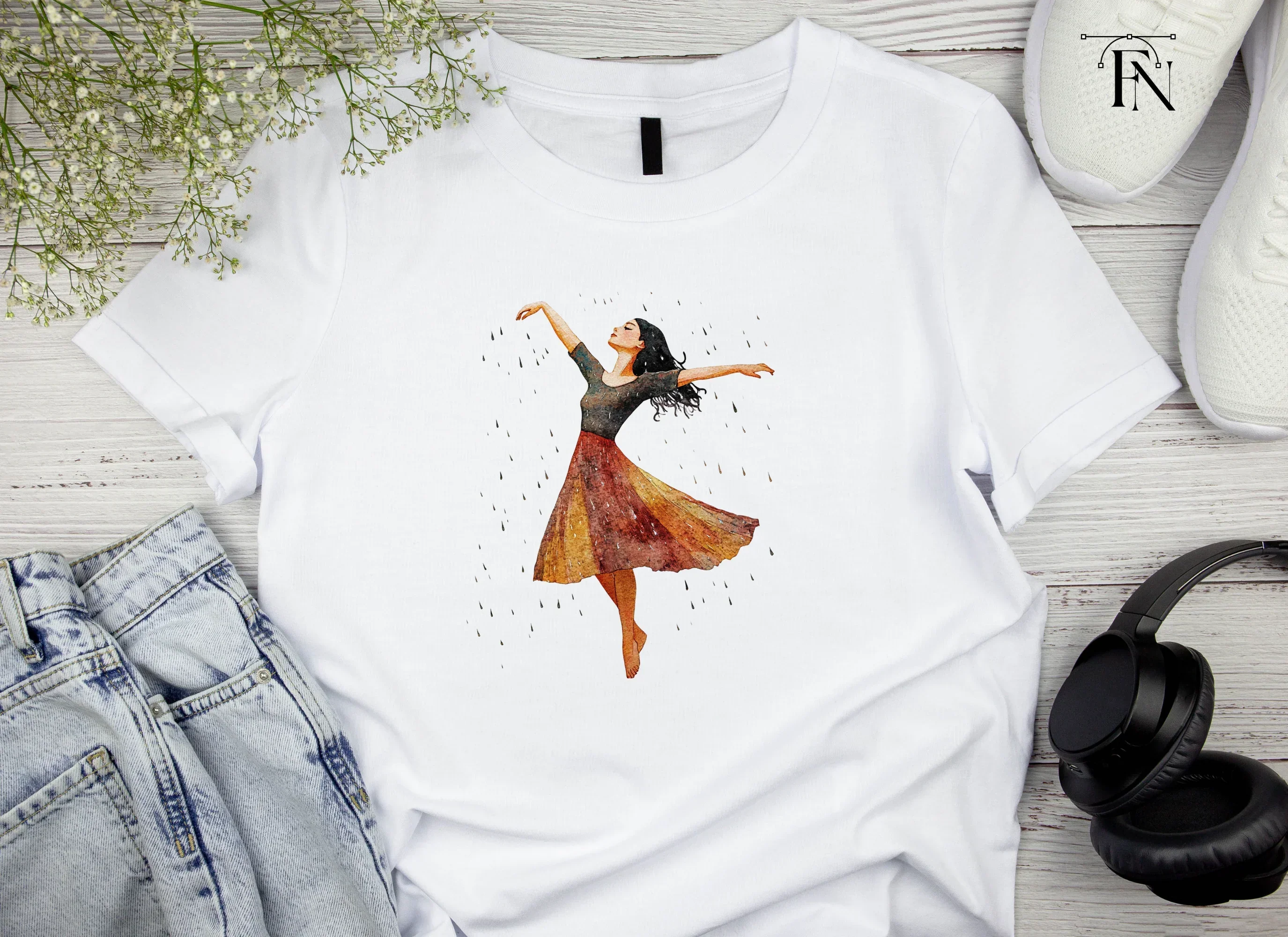 Dancing Woman in Rain Clipart Bundle - Image 3