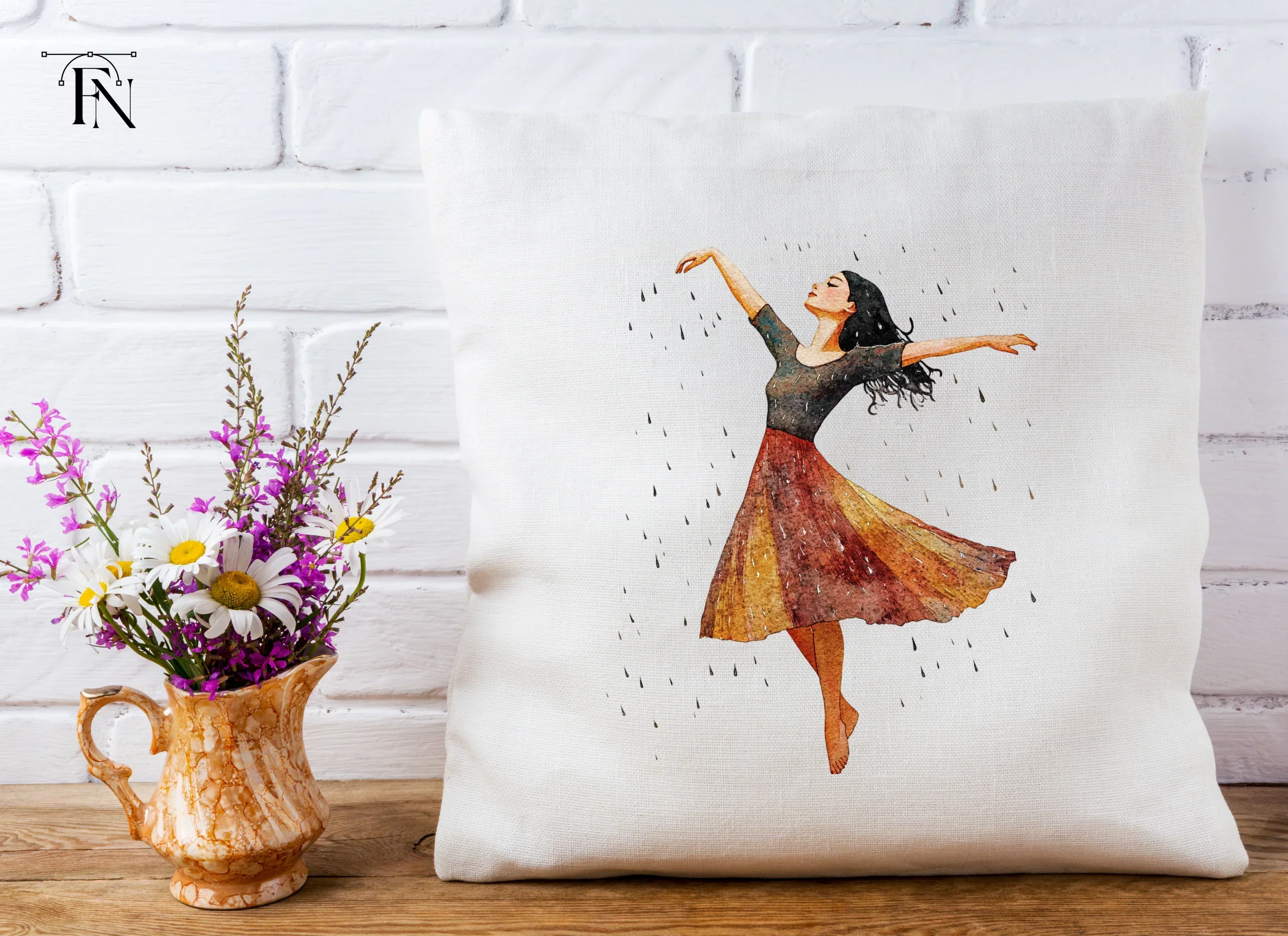 Dancing Woman in Rain Clipart Bundle - Image 4