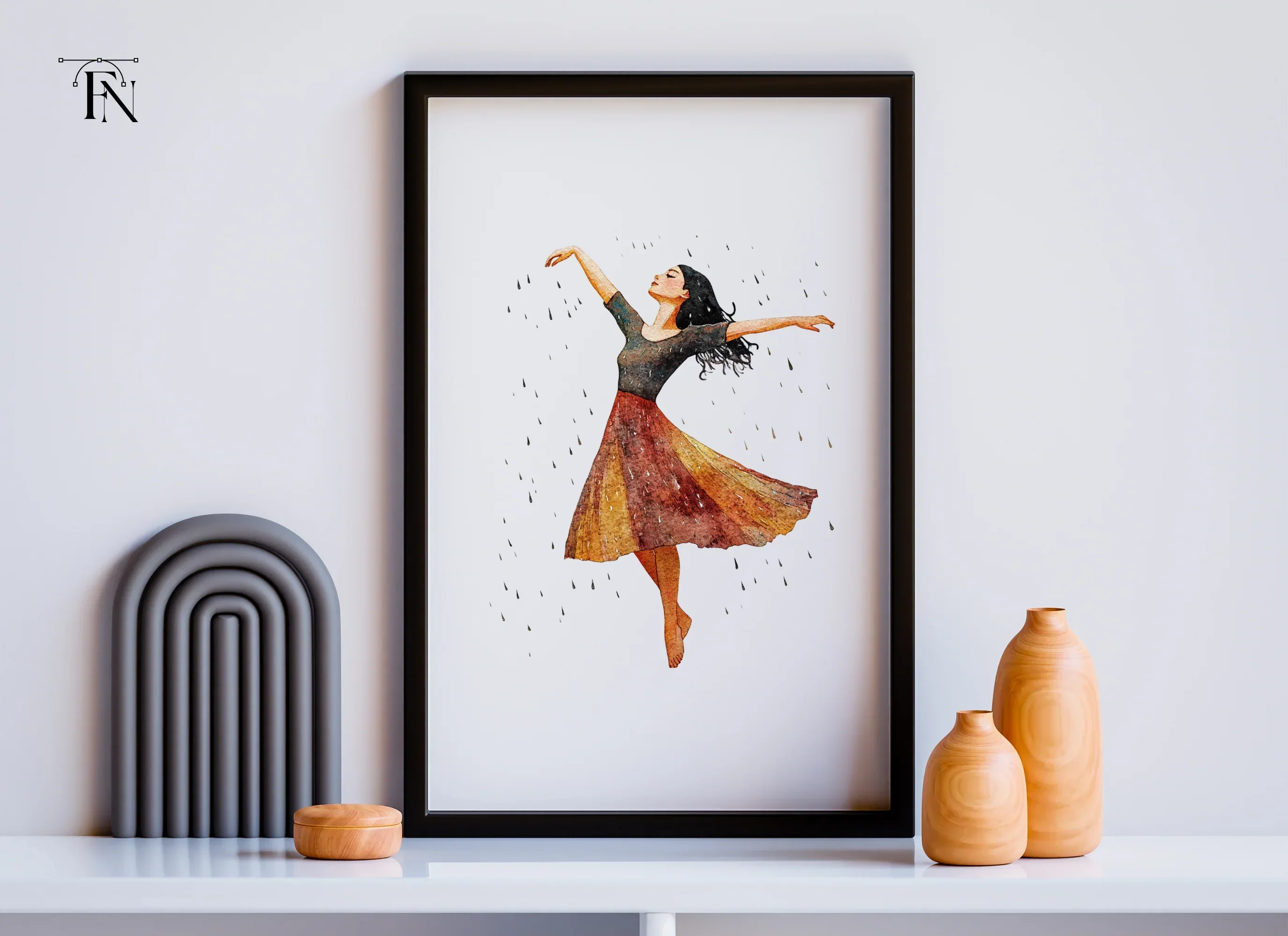 Dancing Woman in Rain Clipart Bundle - Image 5