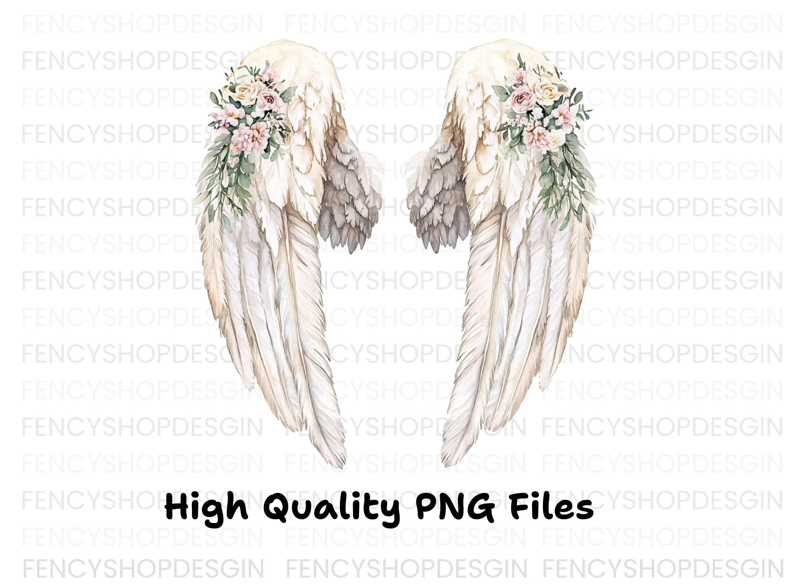 Elegant Angel Wings with Flowers Clipart Bundle - Image 4