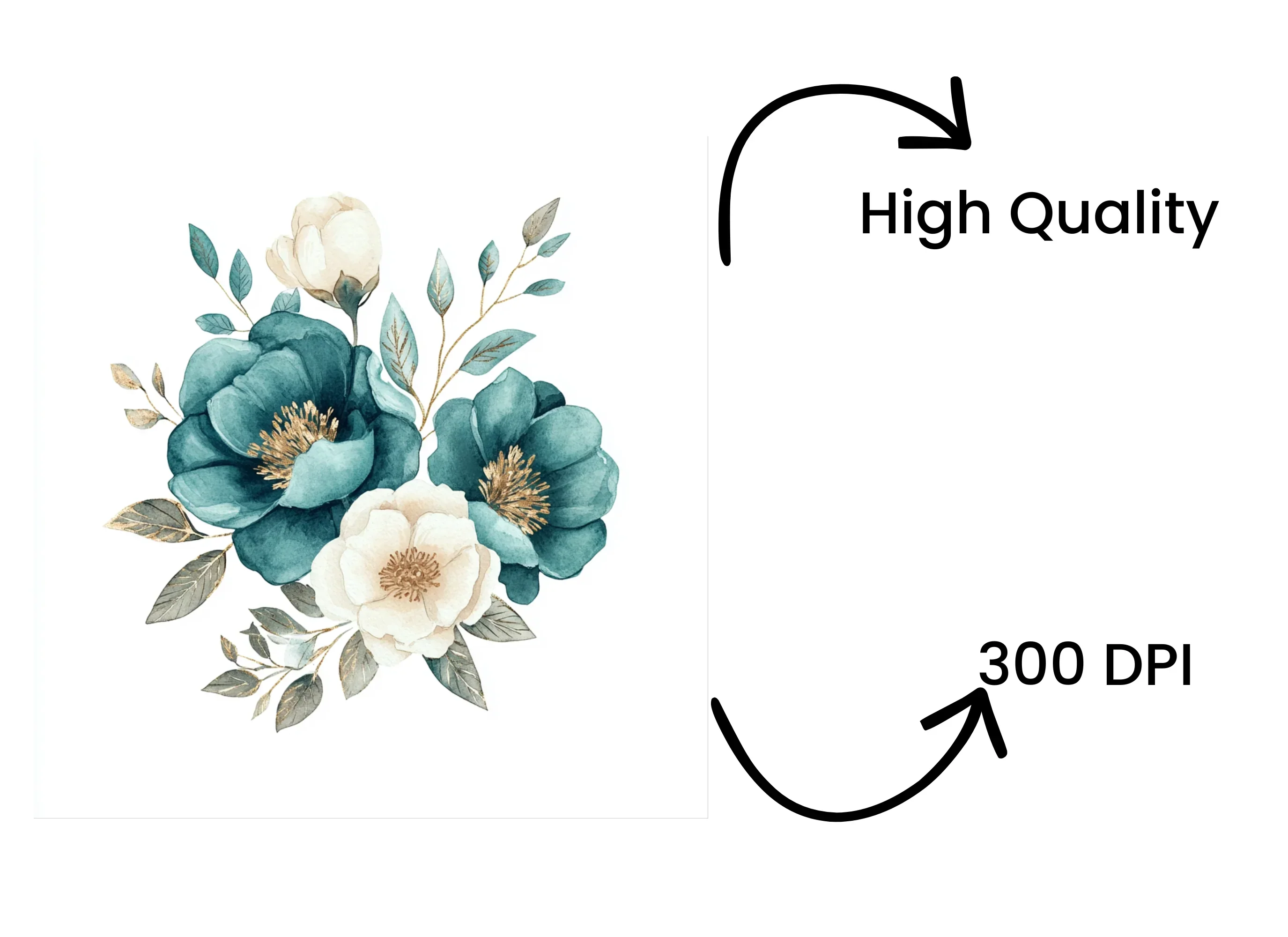 Elegant Teal Gold Floral Clipart Bundle - Image 4