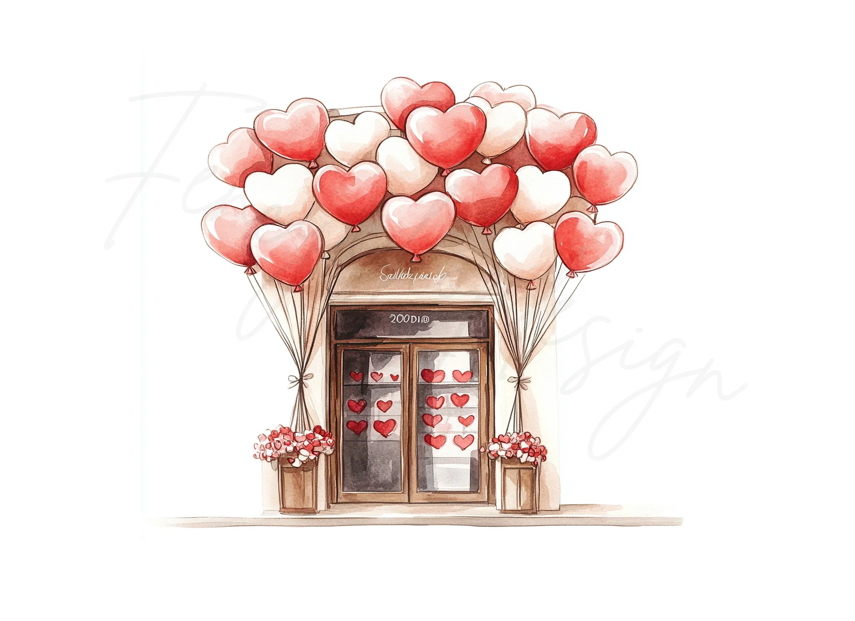 Heart Balloons Doorway Clipart Bundle - Image 3