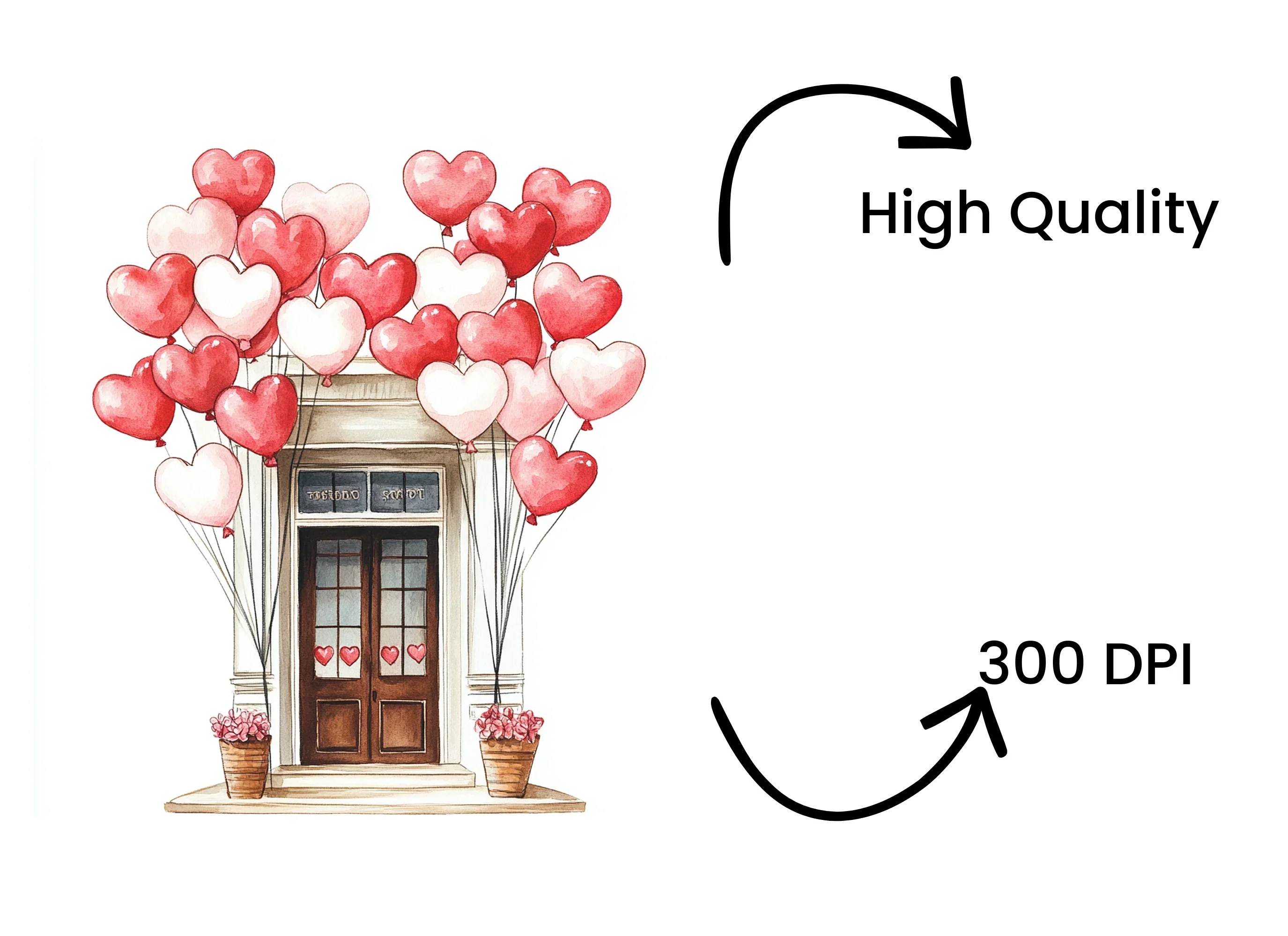 Heart Balloons Doorway Clipart Bundle - Image 4