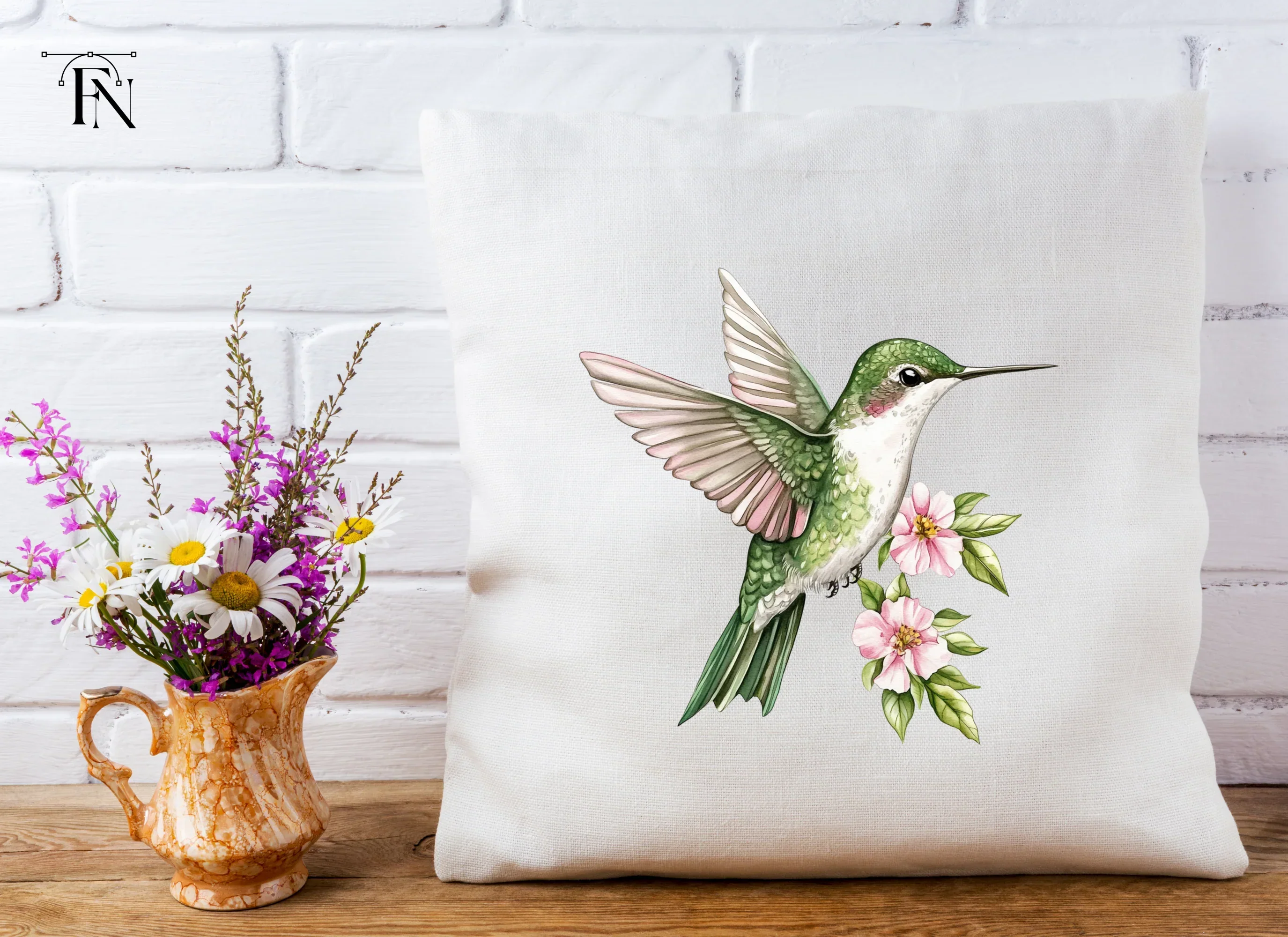 Hummingbird with Pink Flowers Clipart Bundle - Image 4