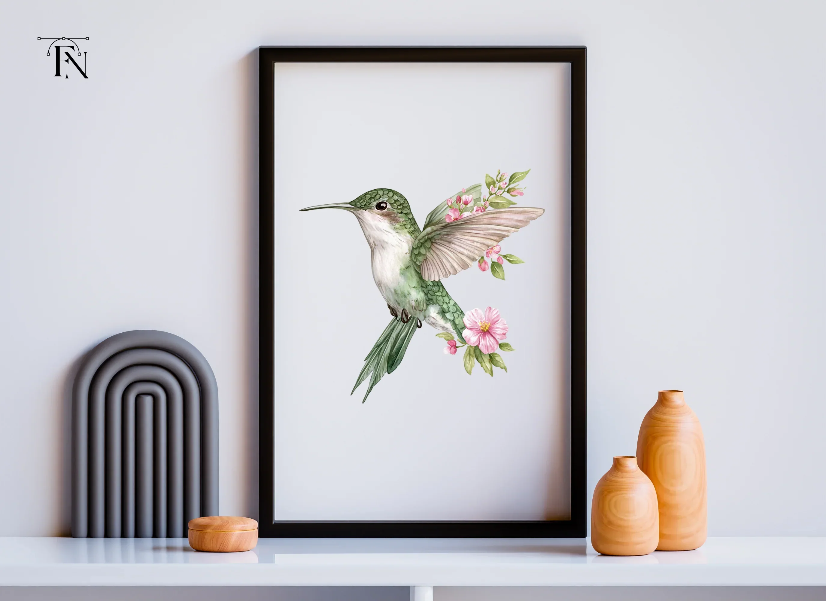 Hummingbird with Pink Flowers Clipart Bundle - Image 5
