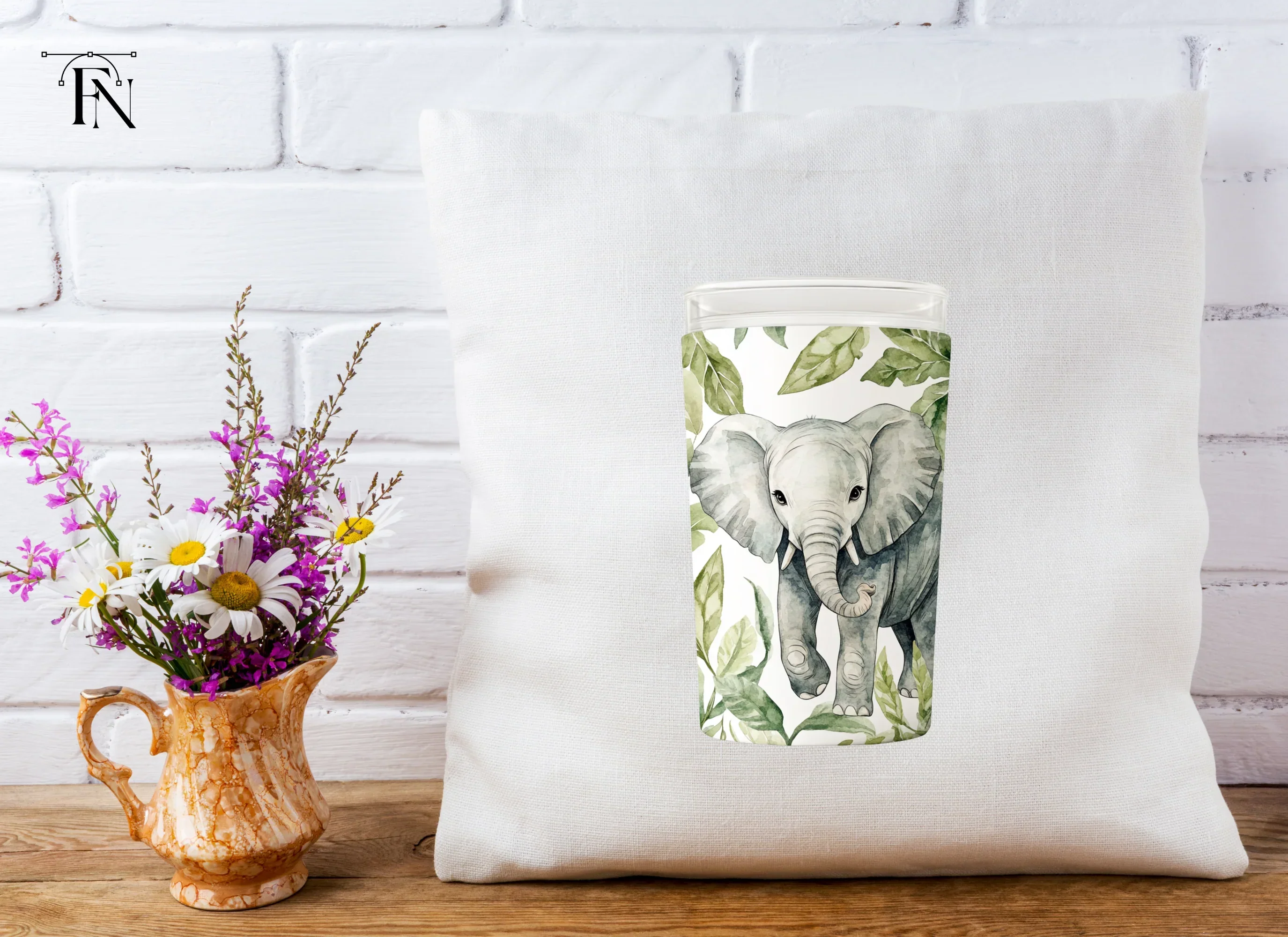 Jungle Baby Elephant Clipart Bundle - Image 4