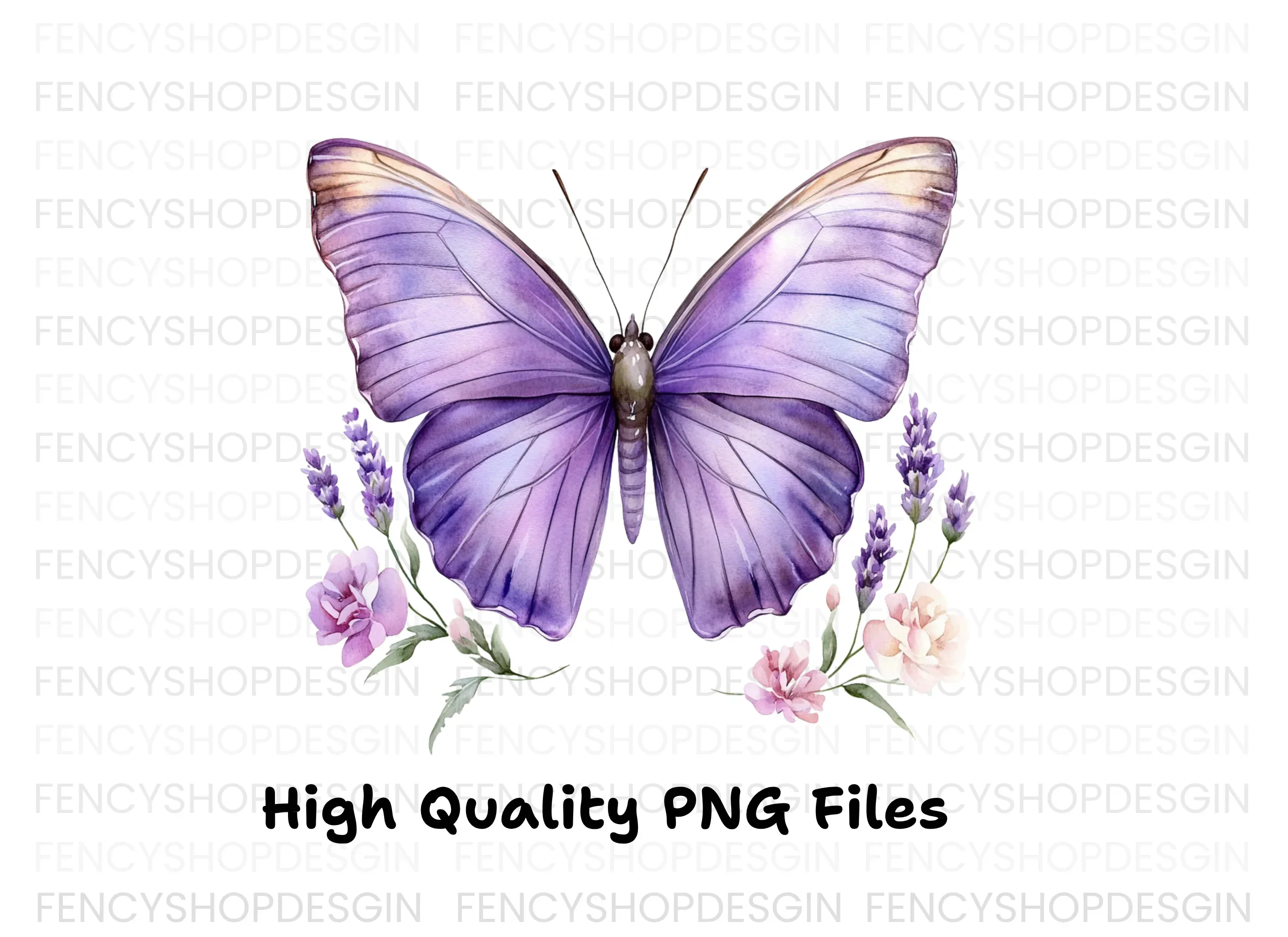Purple Butterfly and Lavender Clipart Bundle - Image 3