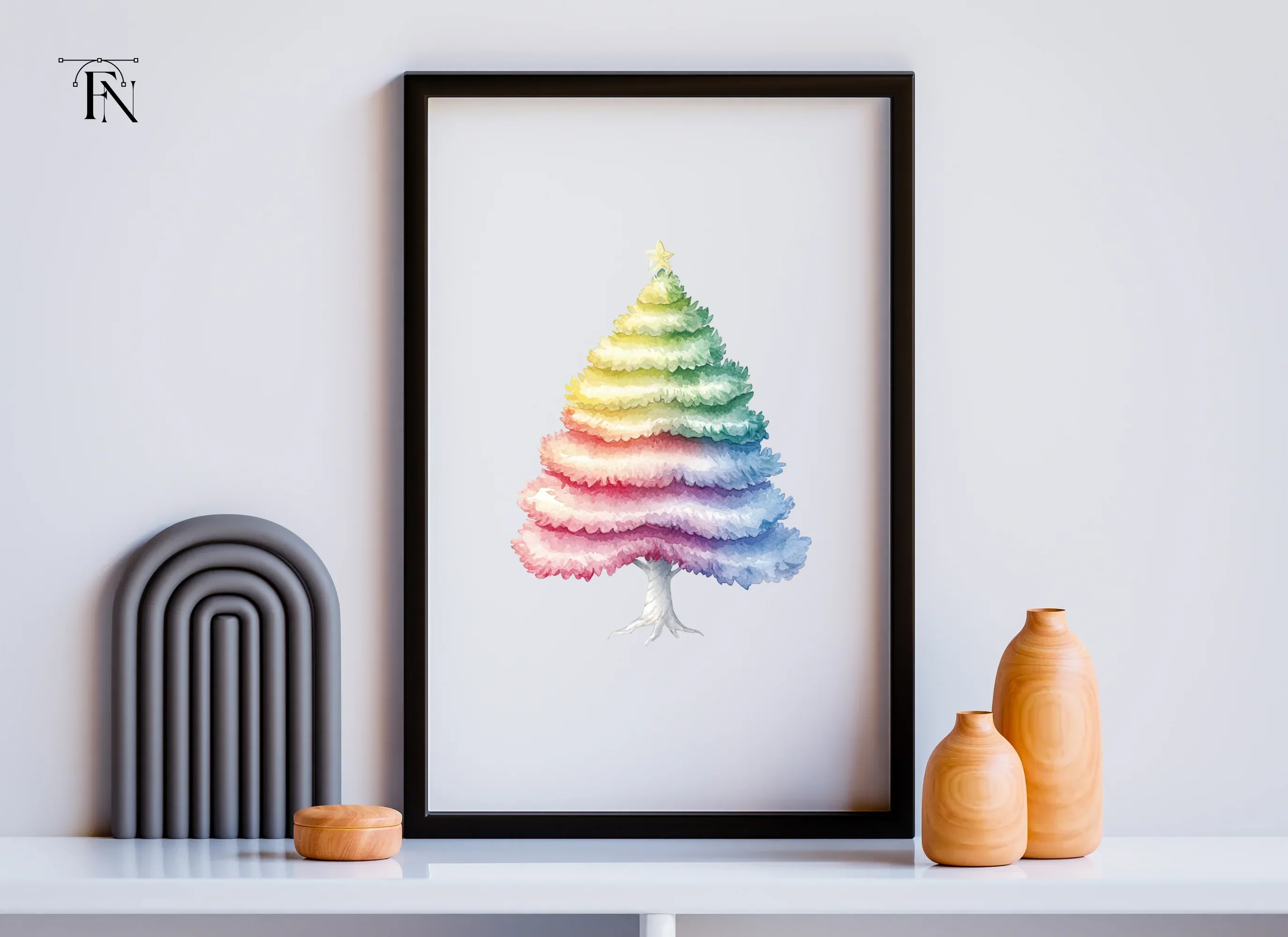 Rainbow Christmas Tree Clipart Bundle - Image 5
