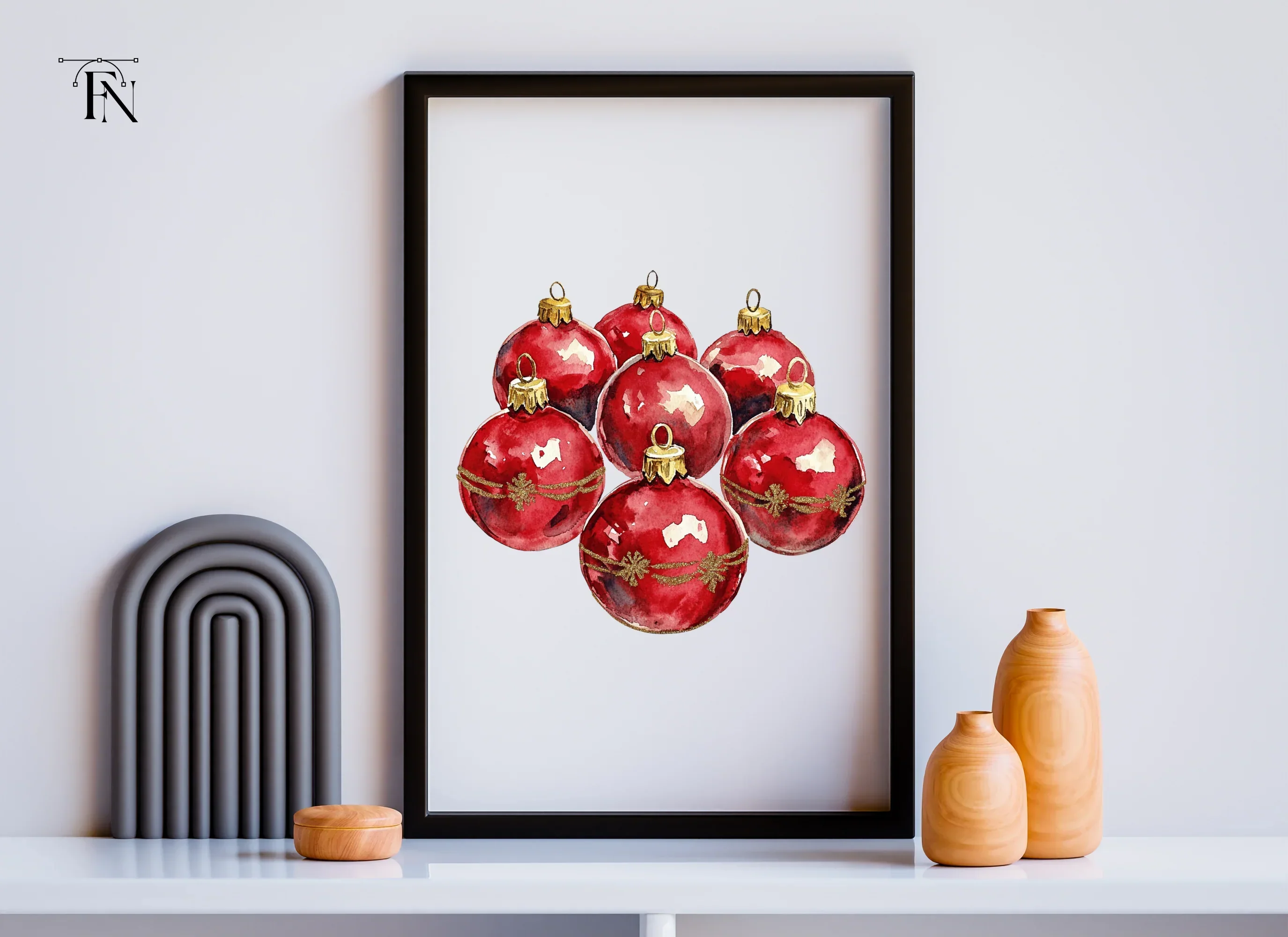 Red Christmas Ornaments Clipart Bundle - Image 5