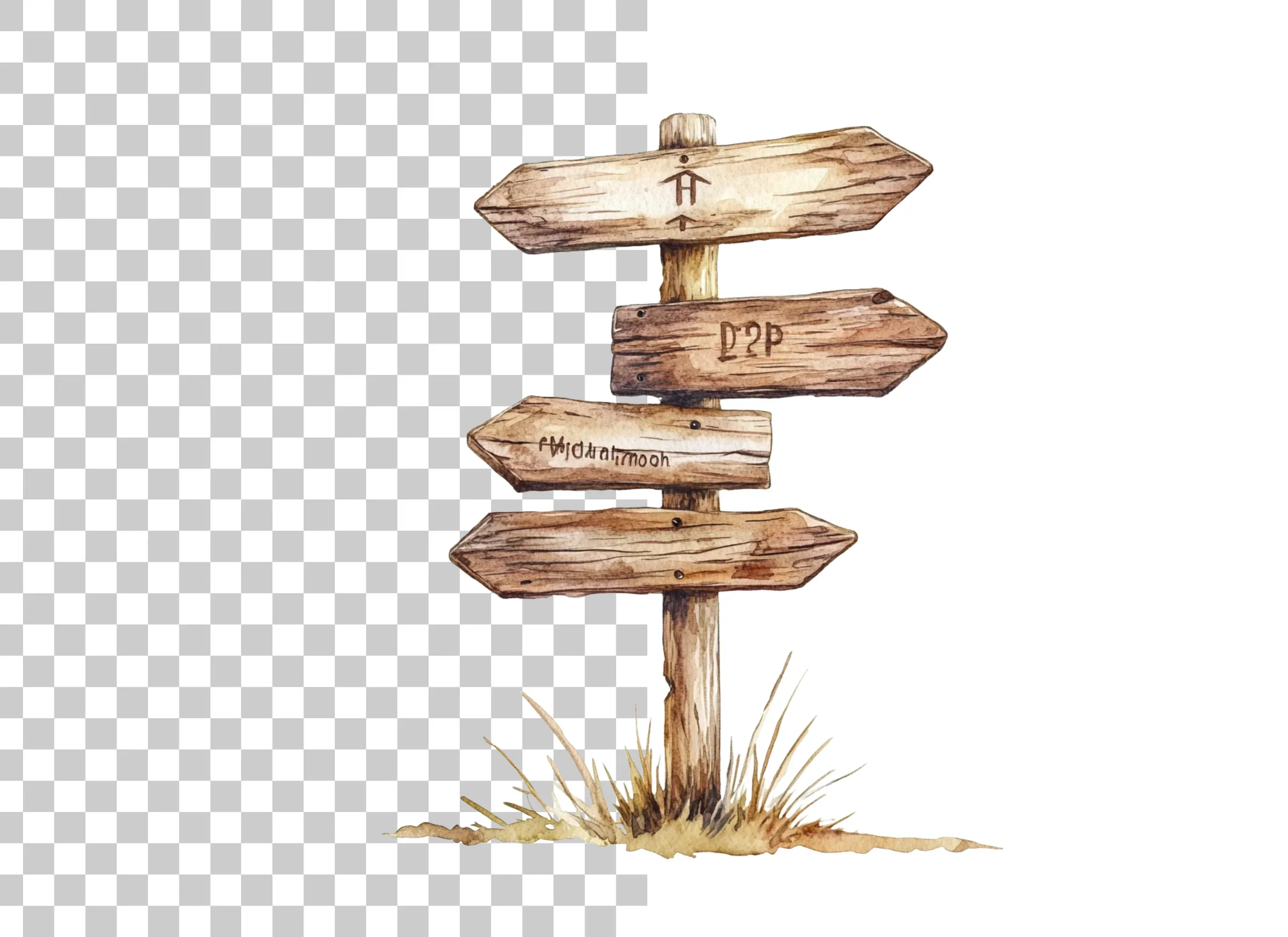 Rustic Wooden Signpost Clipart Bundle - Image 3