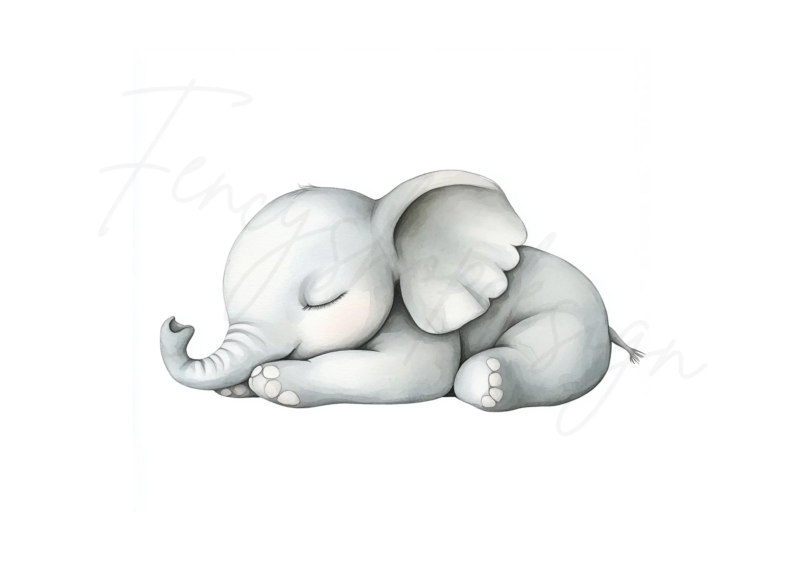 Sleeping Baby Elephant Clipart Bundle - Image 3