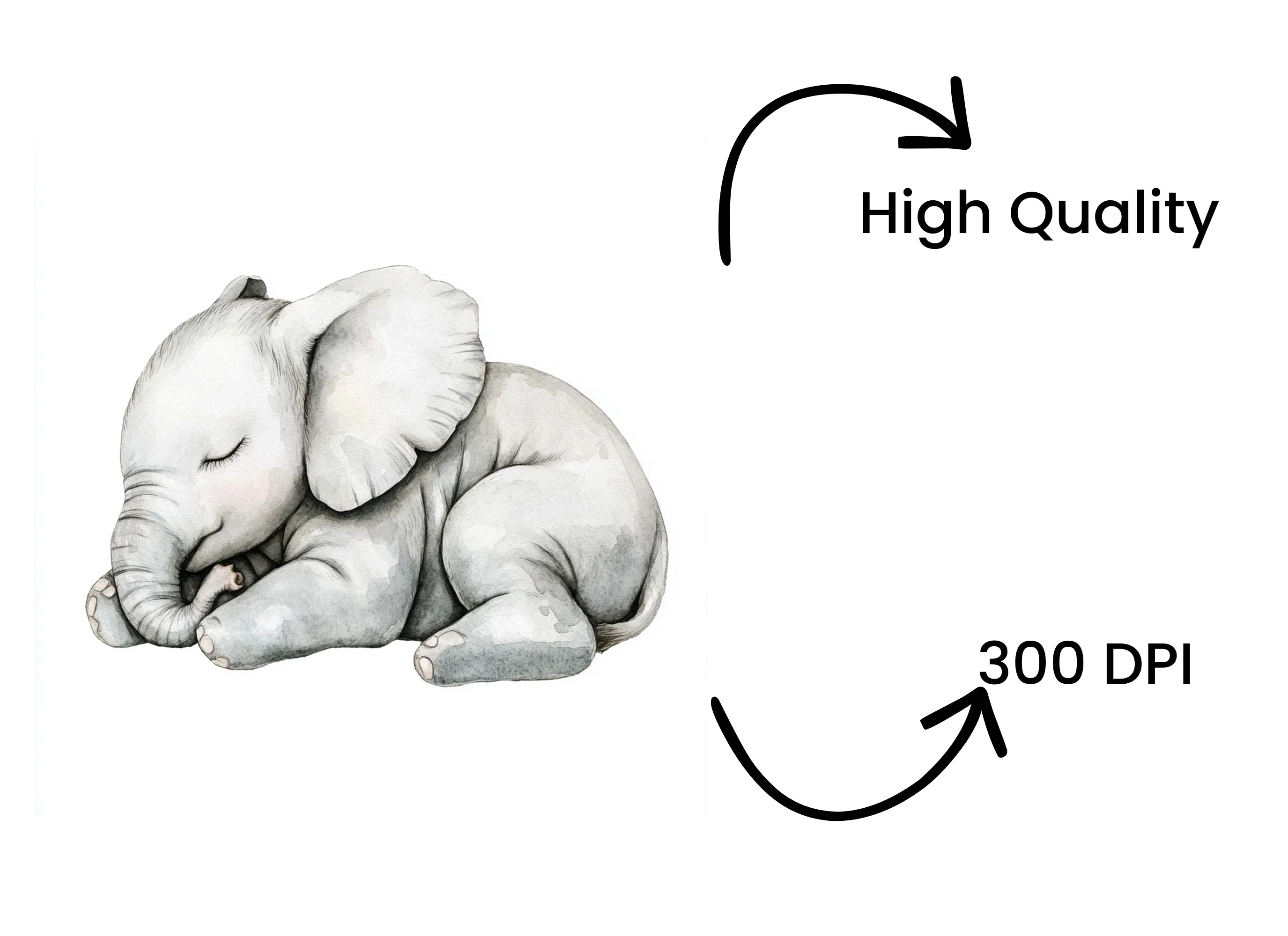 Sleeping Baby Elephant Clipart Bundle - Image 4