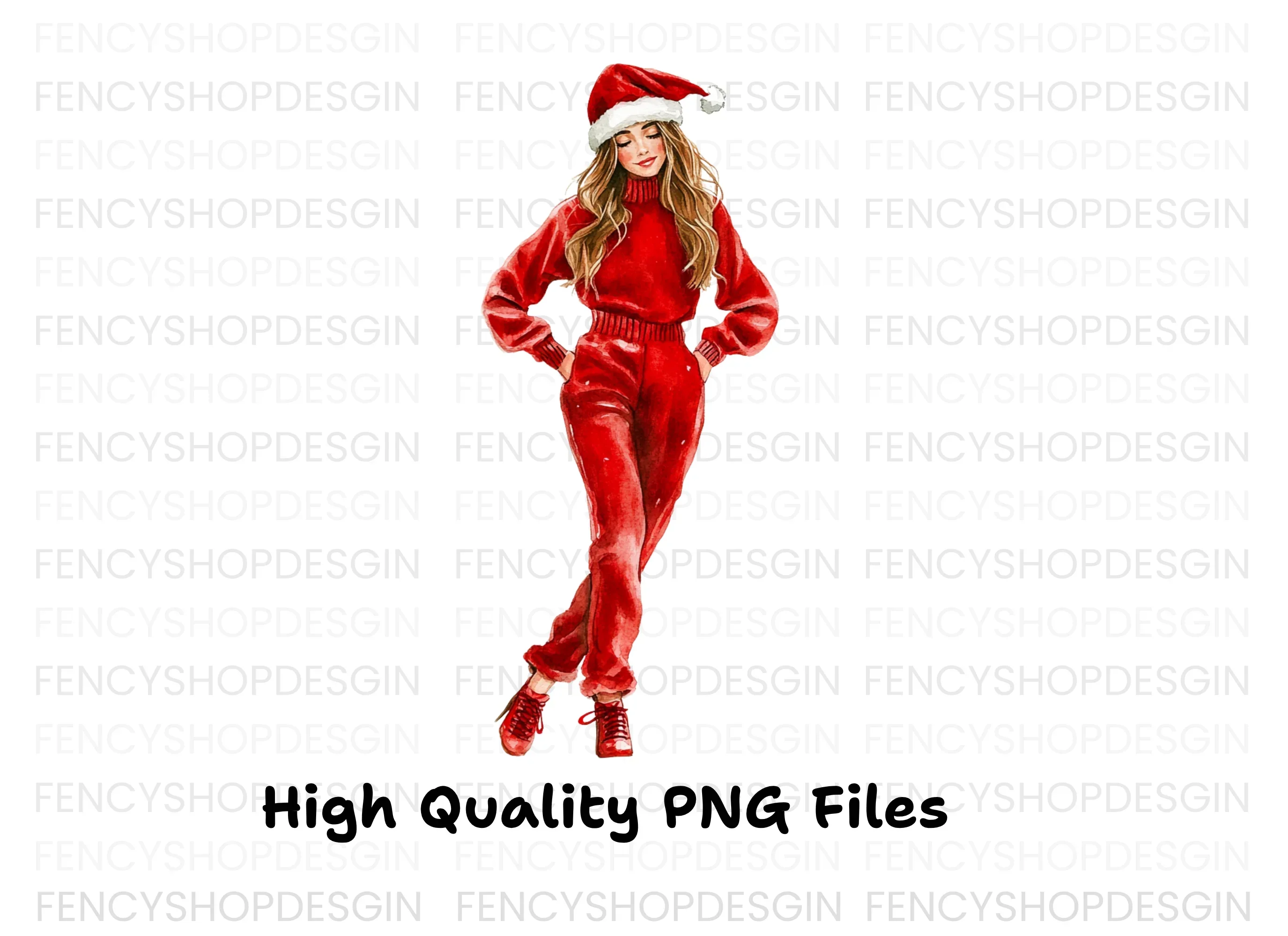 Stylish Christmas Girl Clipart Bundle - Image 3