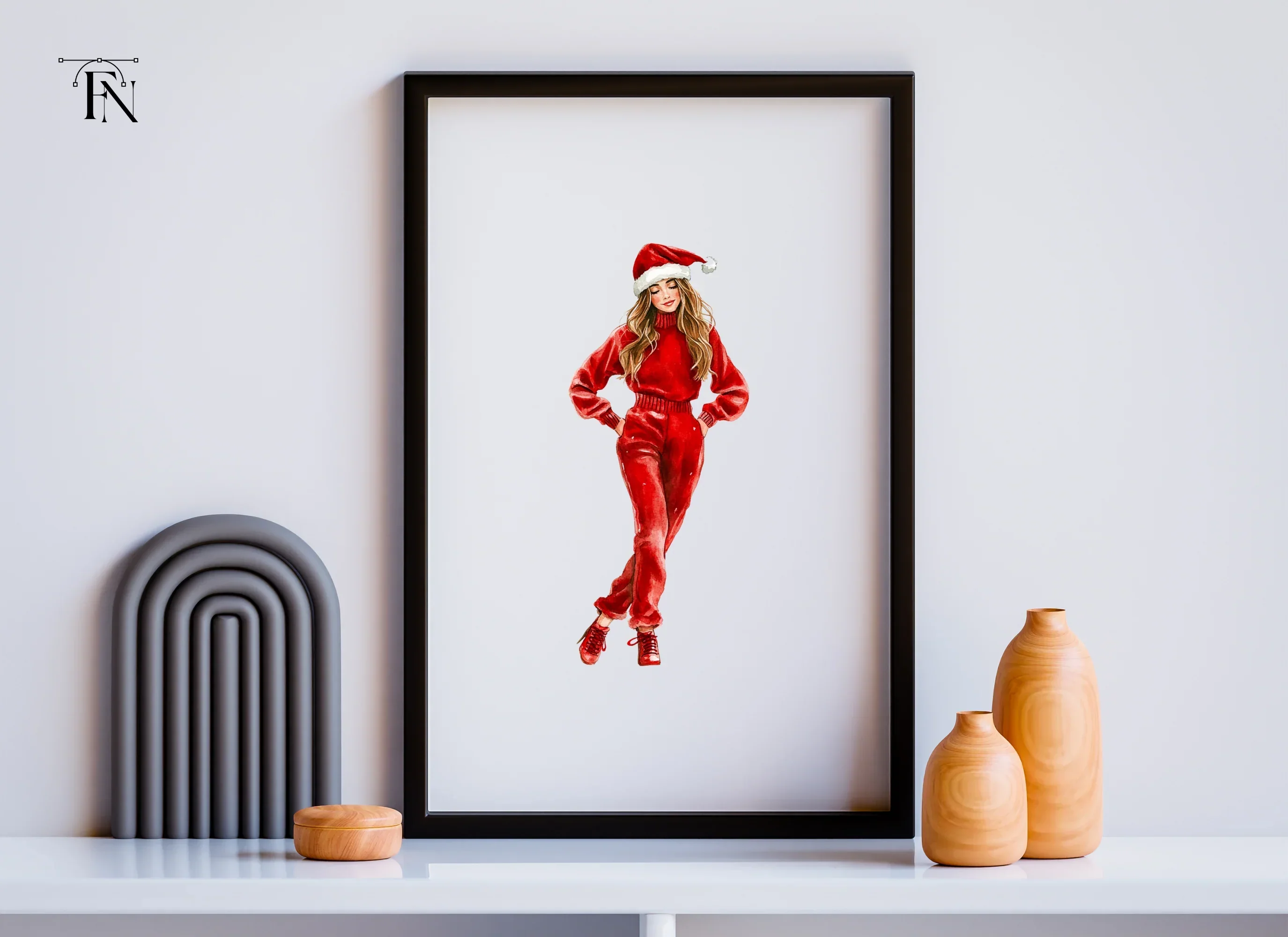 Stylish Christmas Girl Clipart Bundle - Image 5