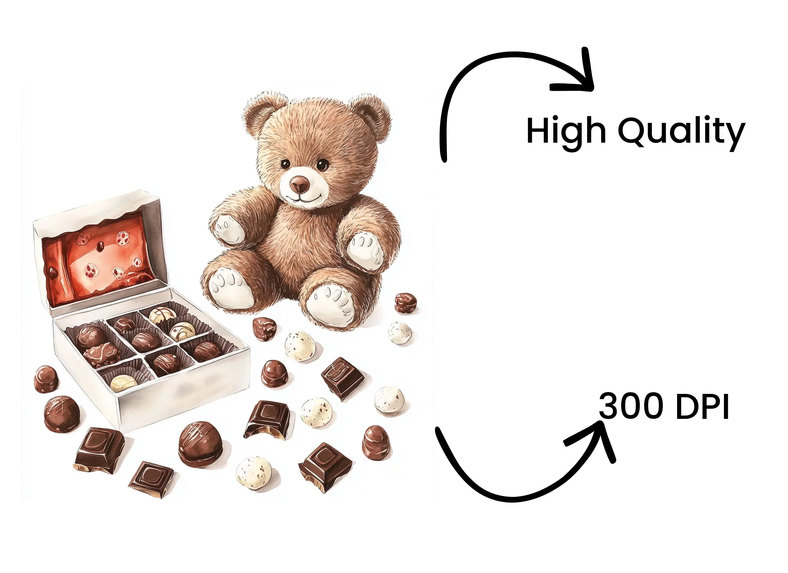 Teddy Bear with Chocolate Box Clipart Bundle - Image 4