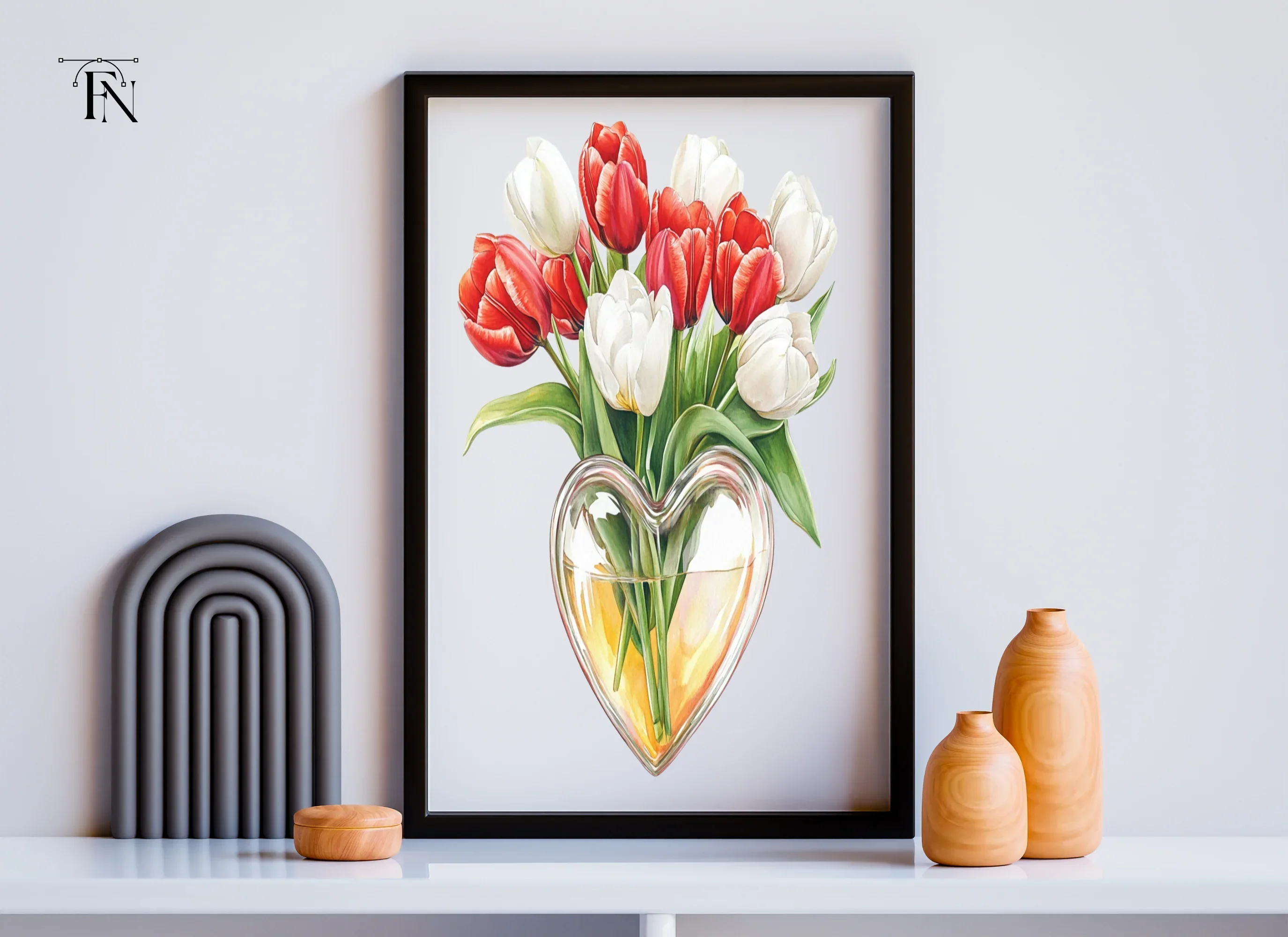 Tulips in Heart Vase Clipart Bundle - Image 5