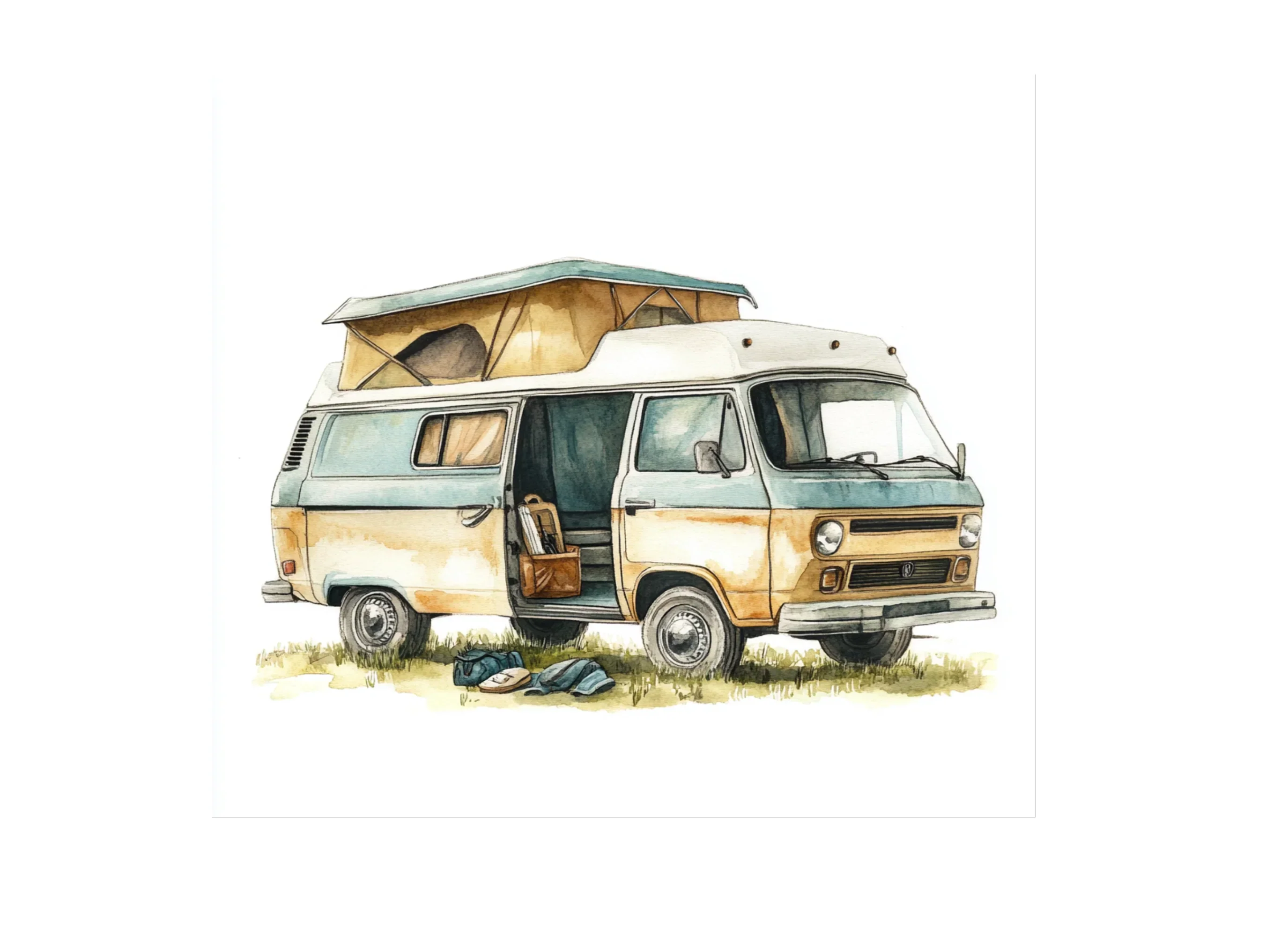 Vintage Camper Van Clipart Bundle - Image 3