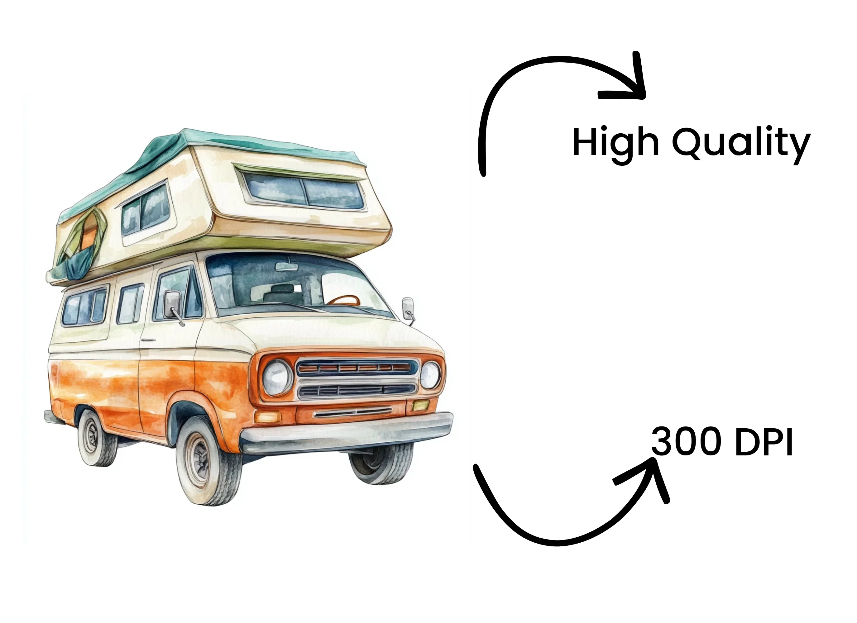 Vintage Camper Van Clipart Bundle - Image 4